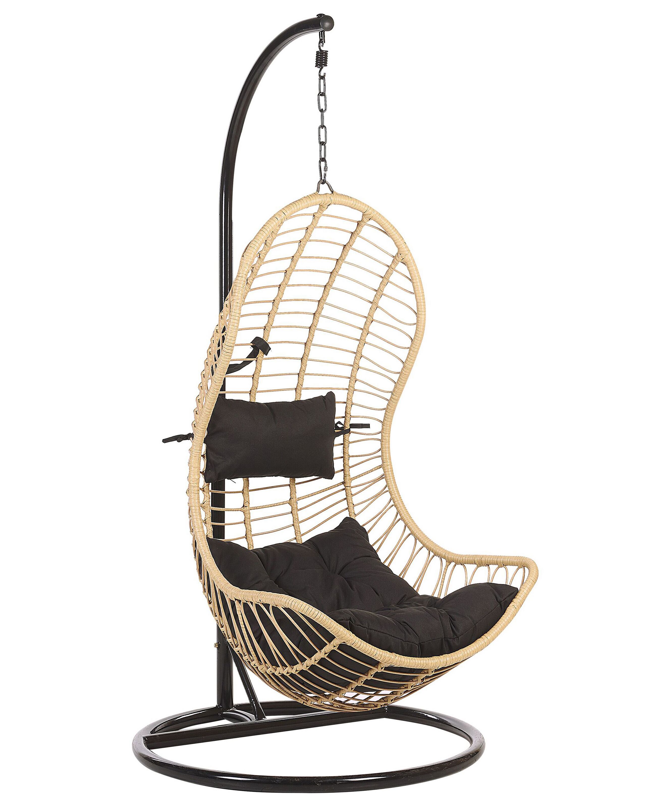 PE Rattan Hanging Chair with Stand Natural PINETO