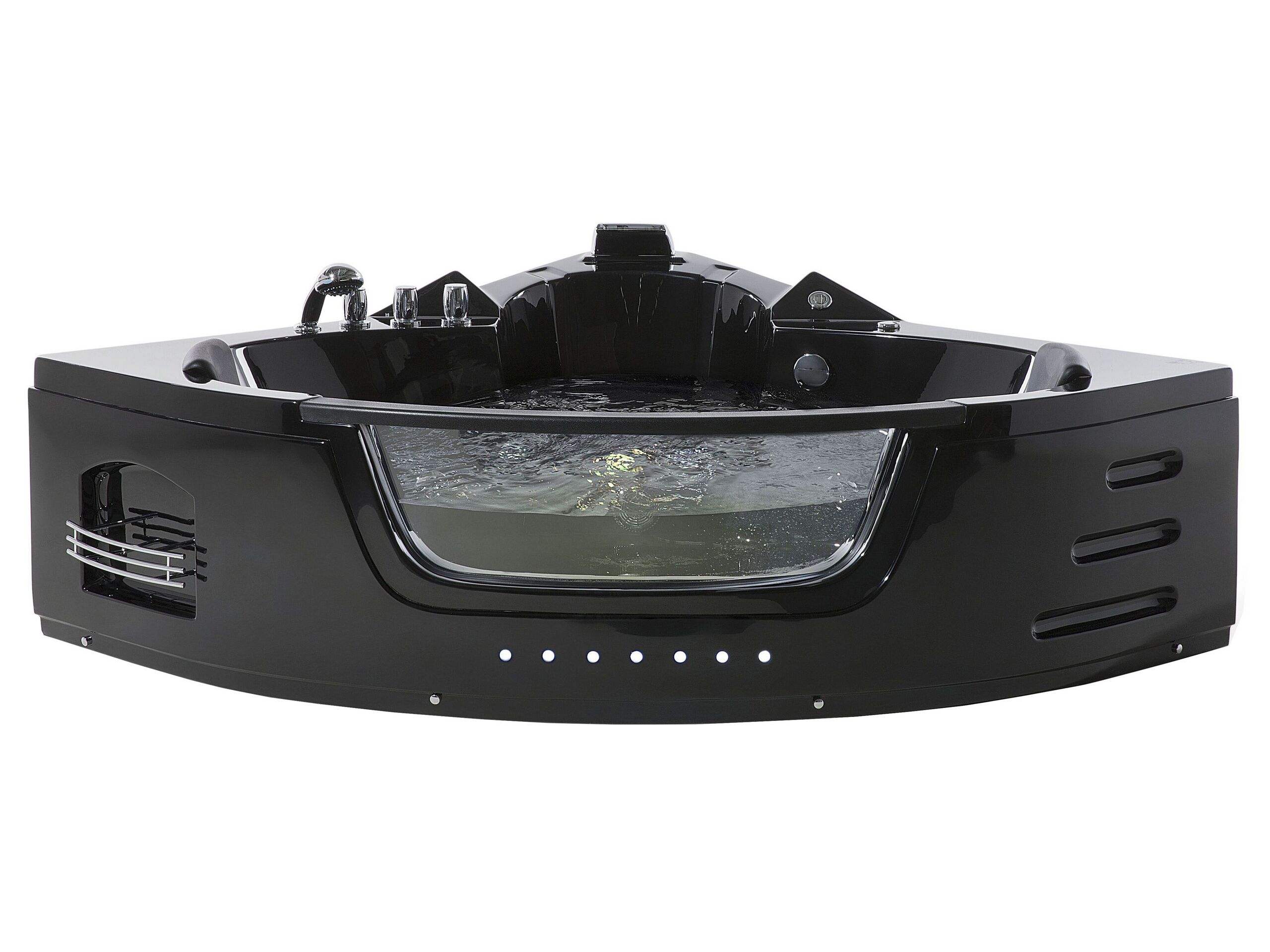 Whirlpool Corner Bath with LED 1980 x 1440 mm Black MARTINICA