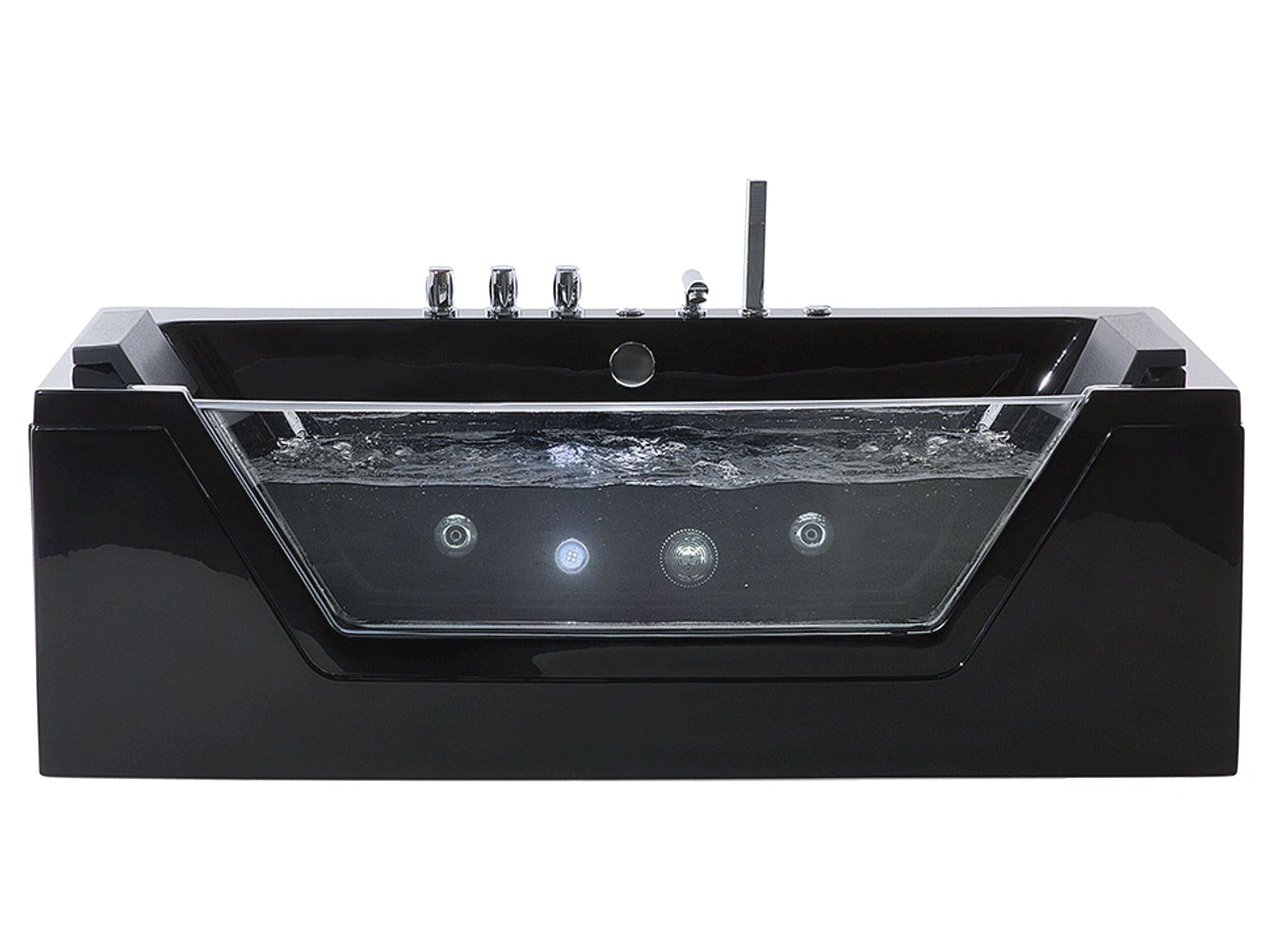 Whirlpool Bath with LED 1620 mm Black SAMANA