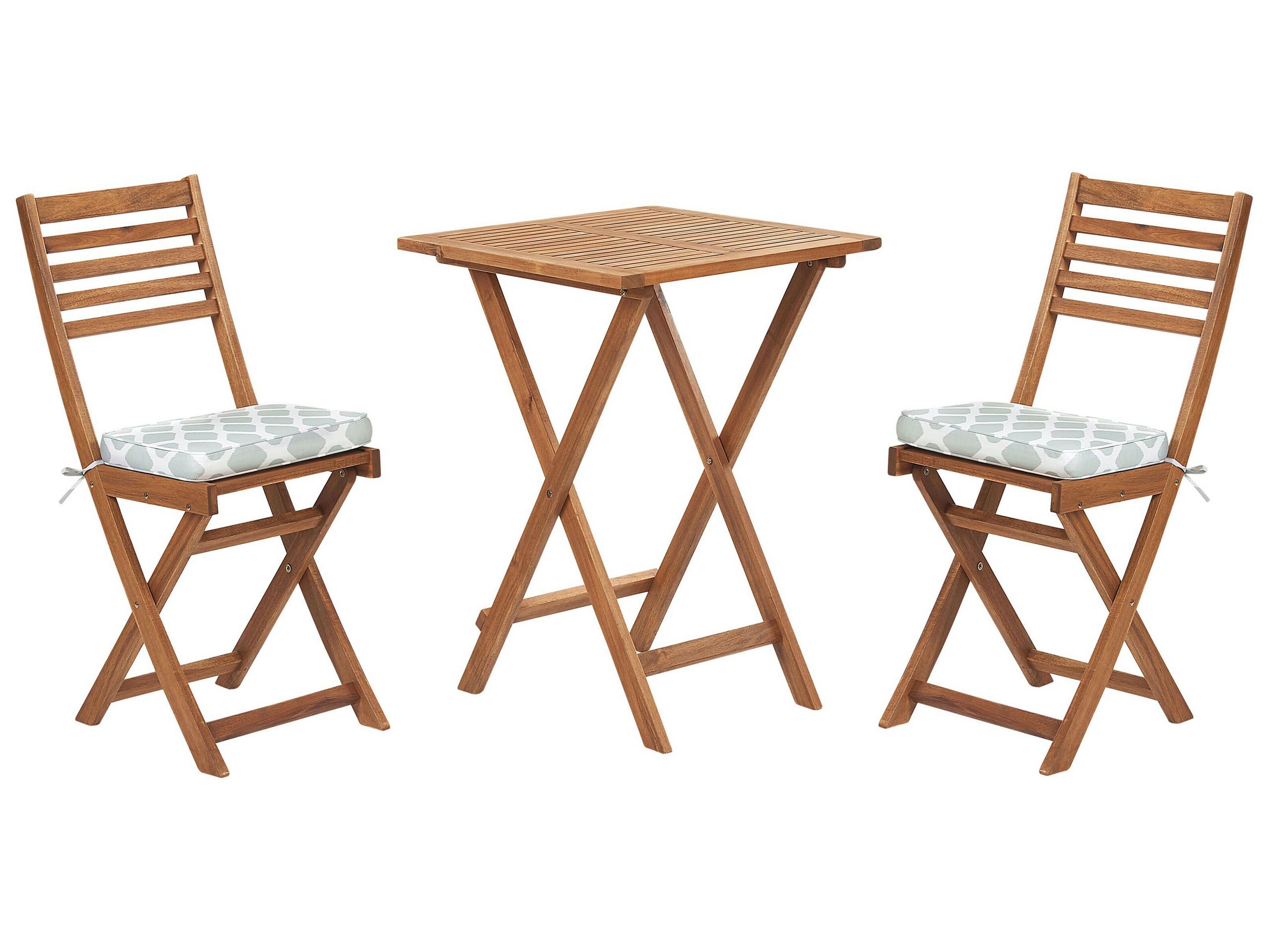 Acacia Wood Garden Bistro Set with Mint Green Cushions FIJI