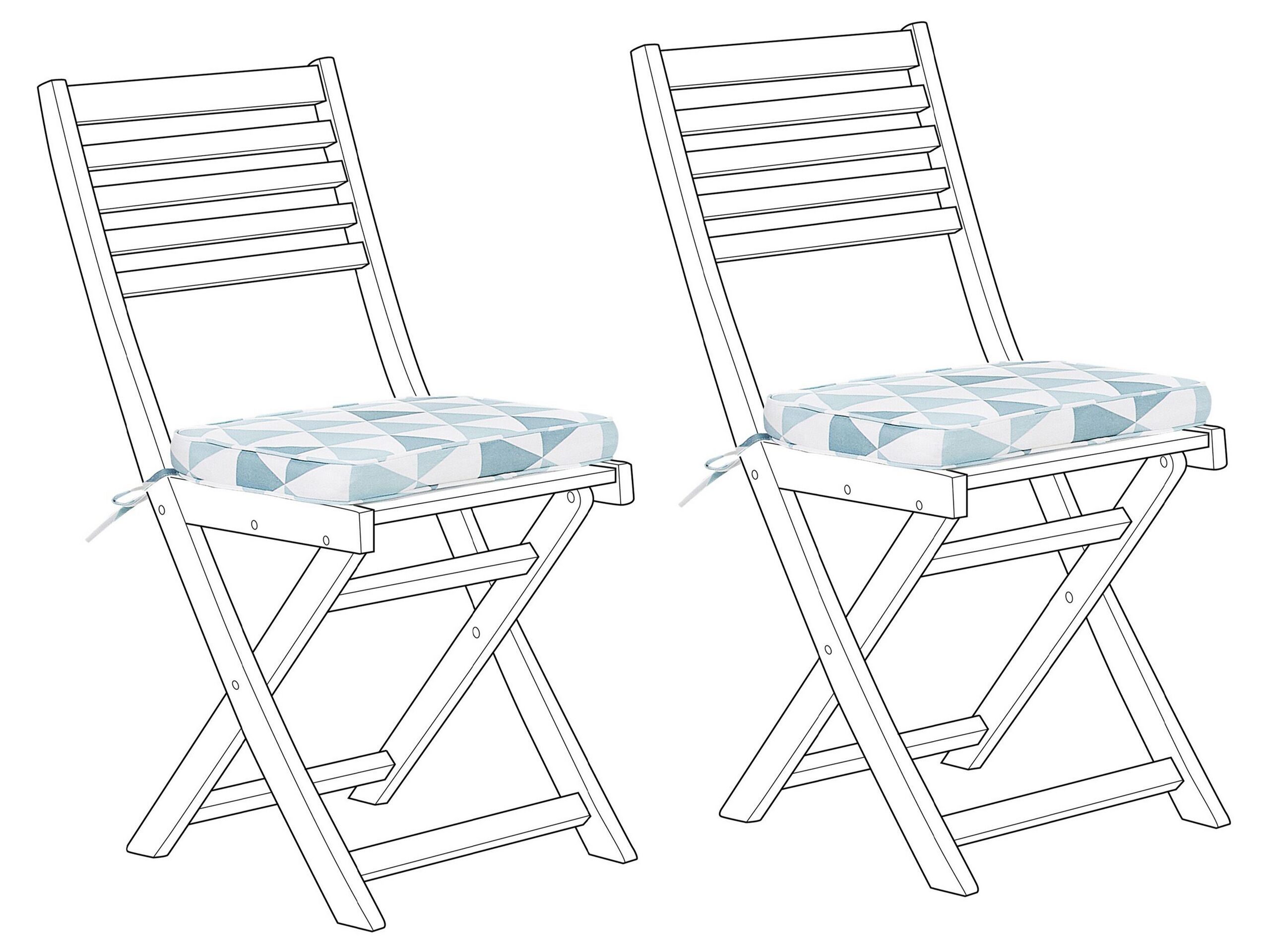 Set of 2 Seat Cushions Blue Triangles FIJI