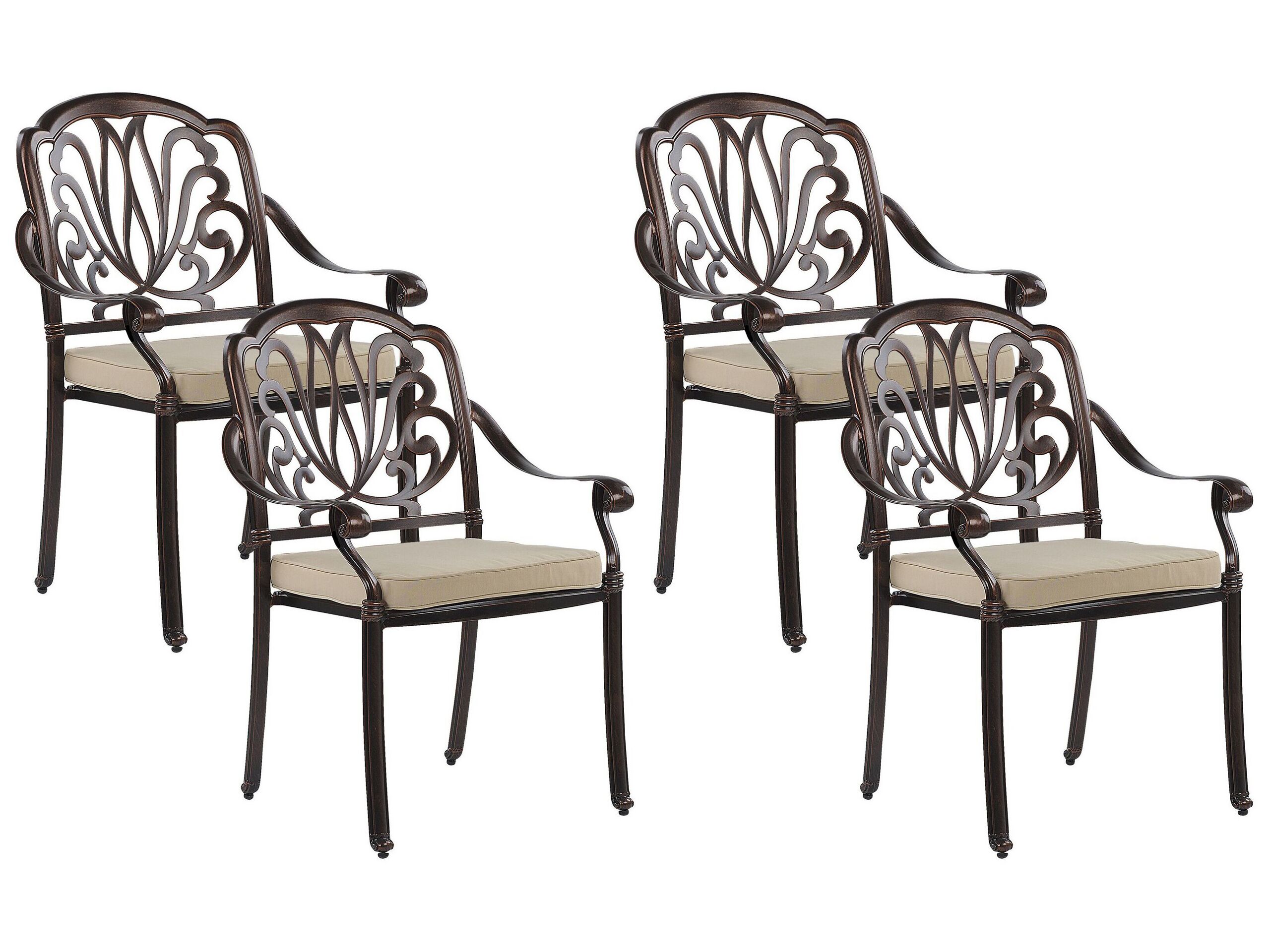 Set of 4 Garden Chairs Brown ANCONA