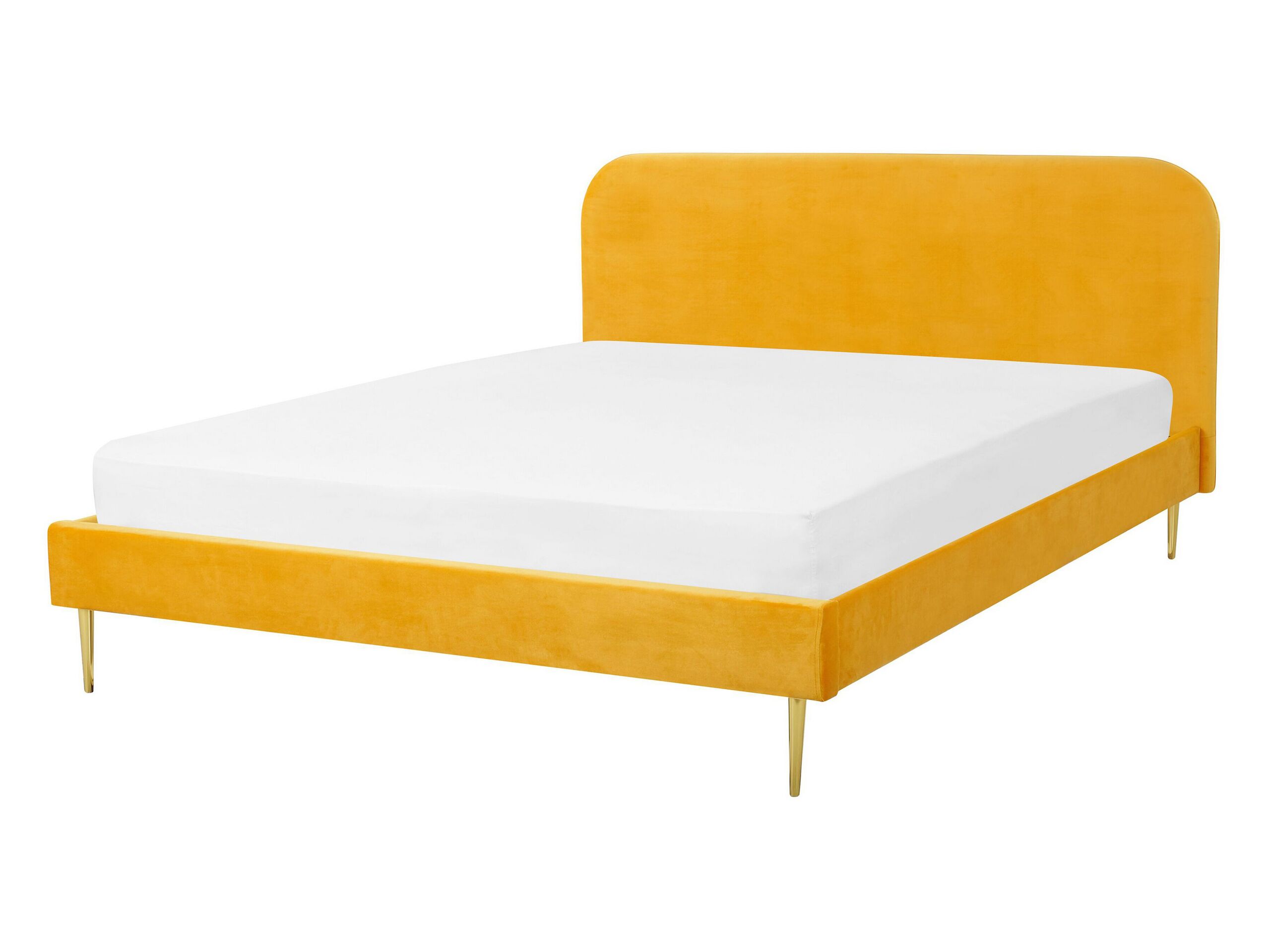 Velvet EU Double Size Bed Yellow FLAYAT