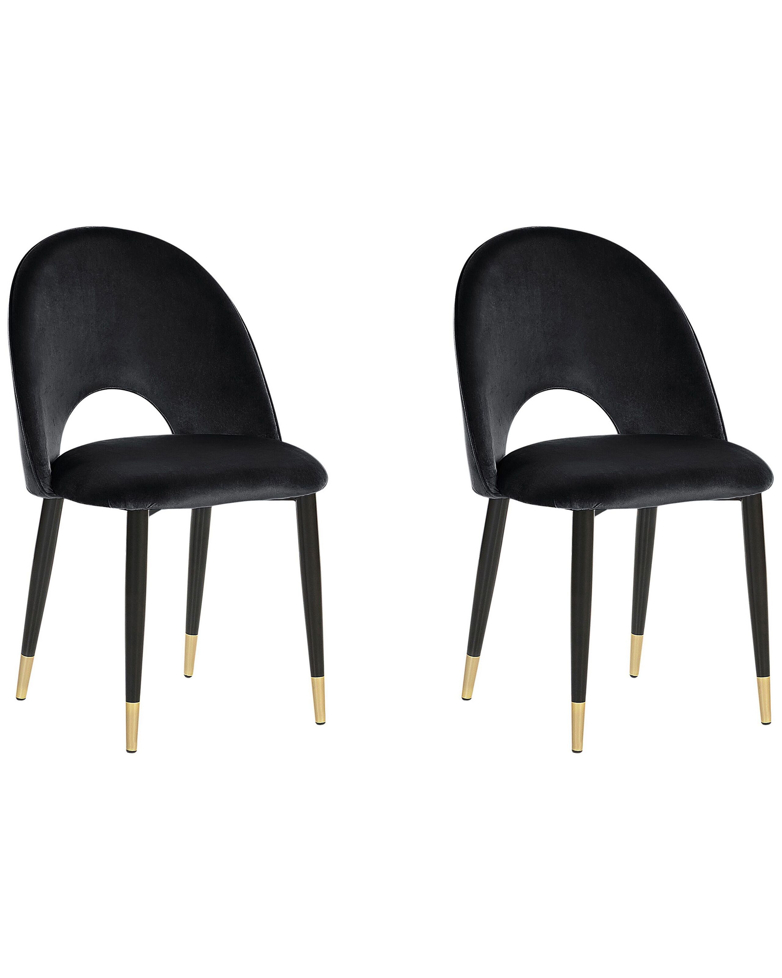 Set of 2 Velvet Dining Chairs Black MAGALIA