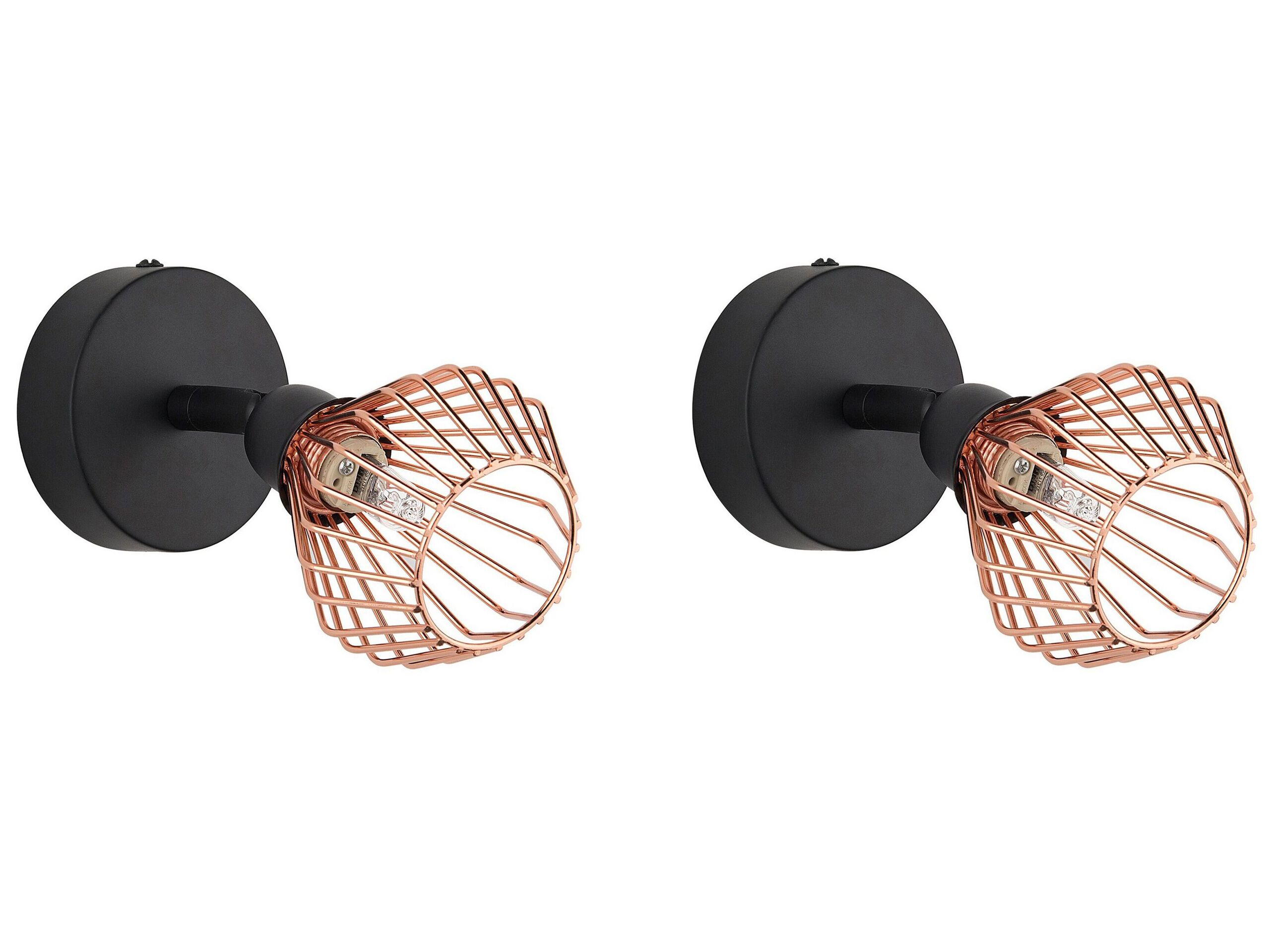 Set of 2 Metal Spotlight Lamps Copper VOLGA