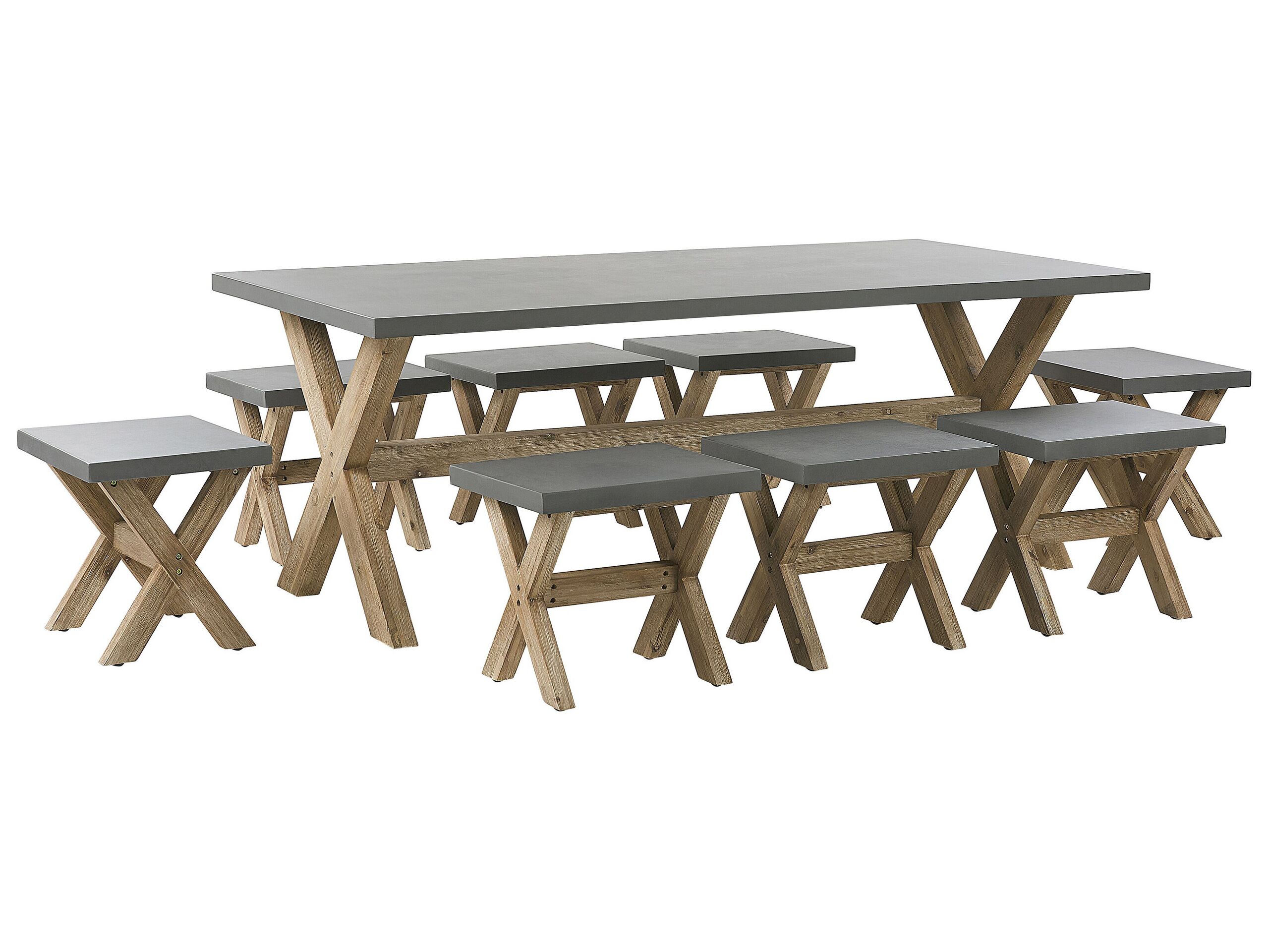 8 Seater Concrete Garden Dining Set Grey OLBIA