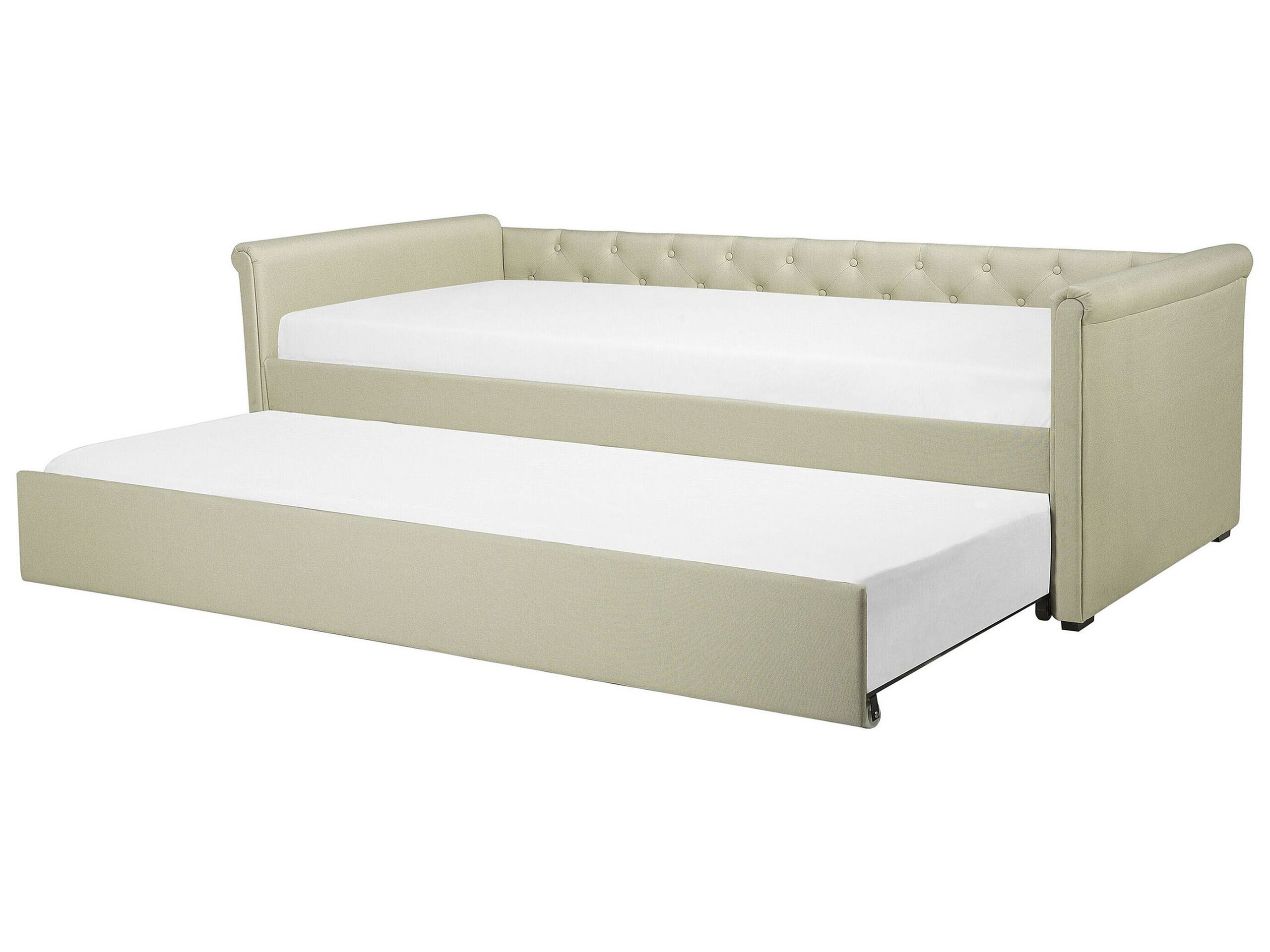 Fabric EU Small Single Trundle Bed Beige LIBOURNE