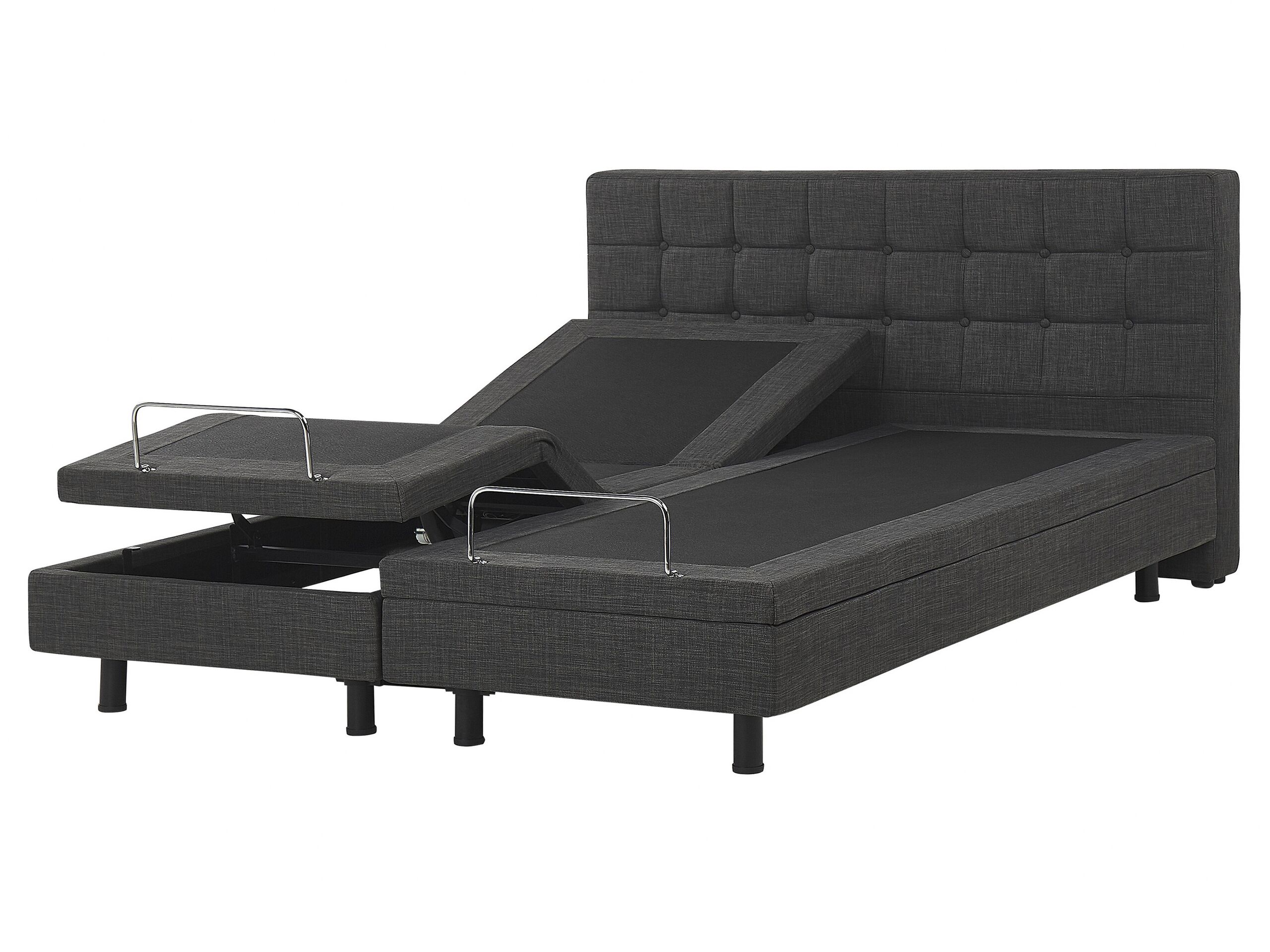Fabric EU King Size Adjustable Bed Grey DUKE
