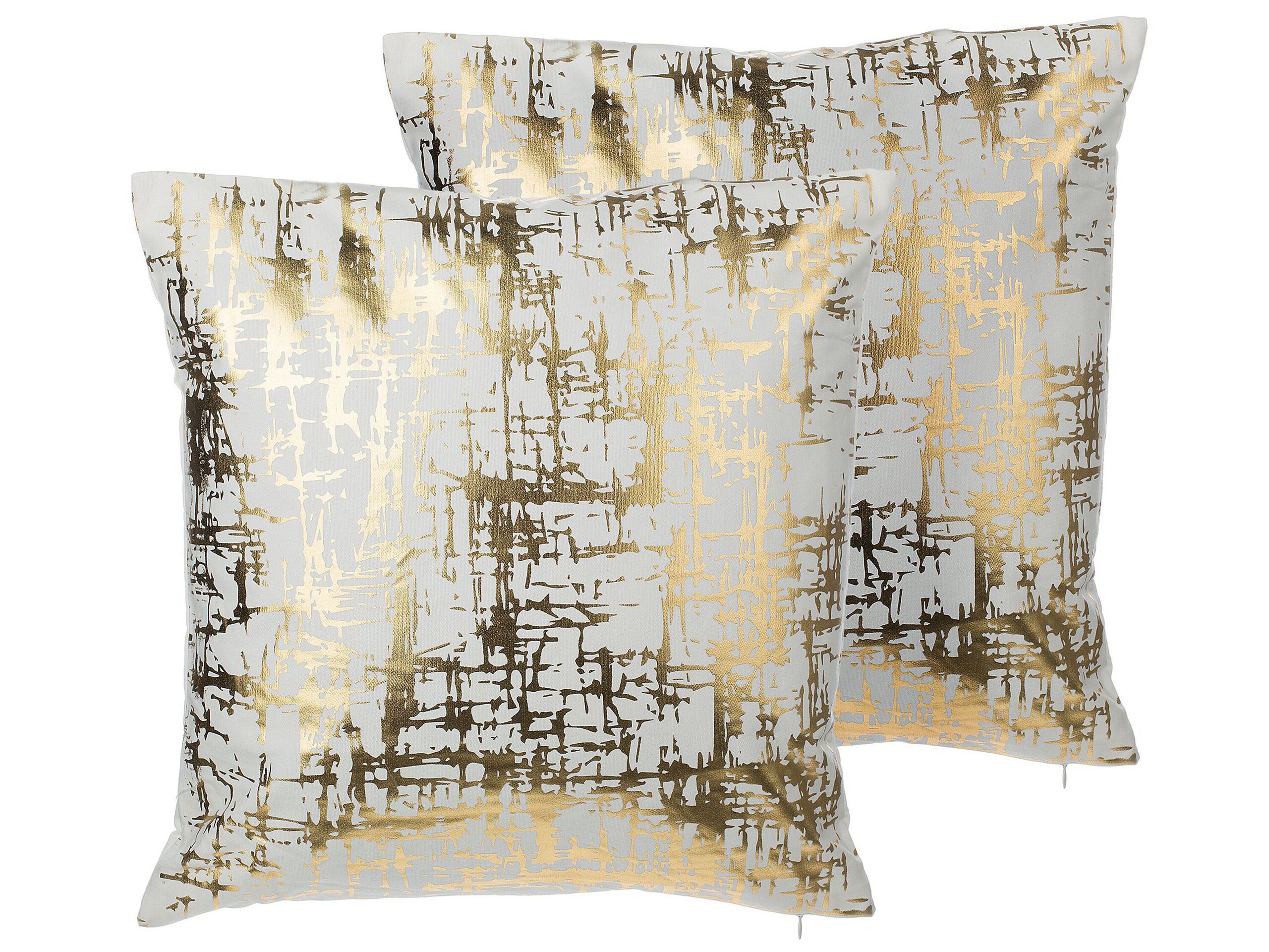 Set of 2 Cotton Cushions Crackle Pattern 45x45cm Gold
