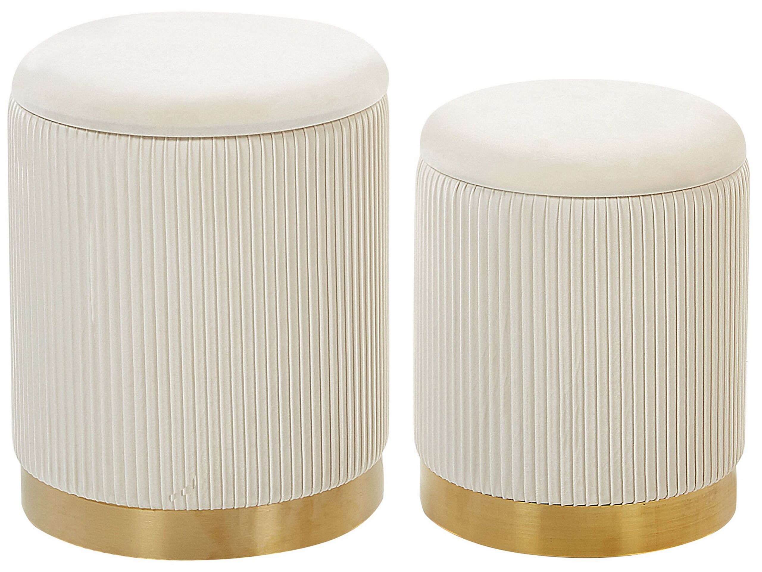 Set of 2 Velvet Storage Pouffes White MIRAMAR