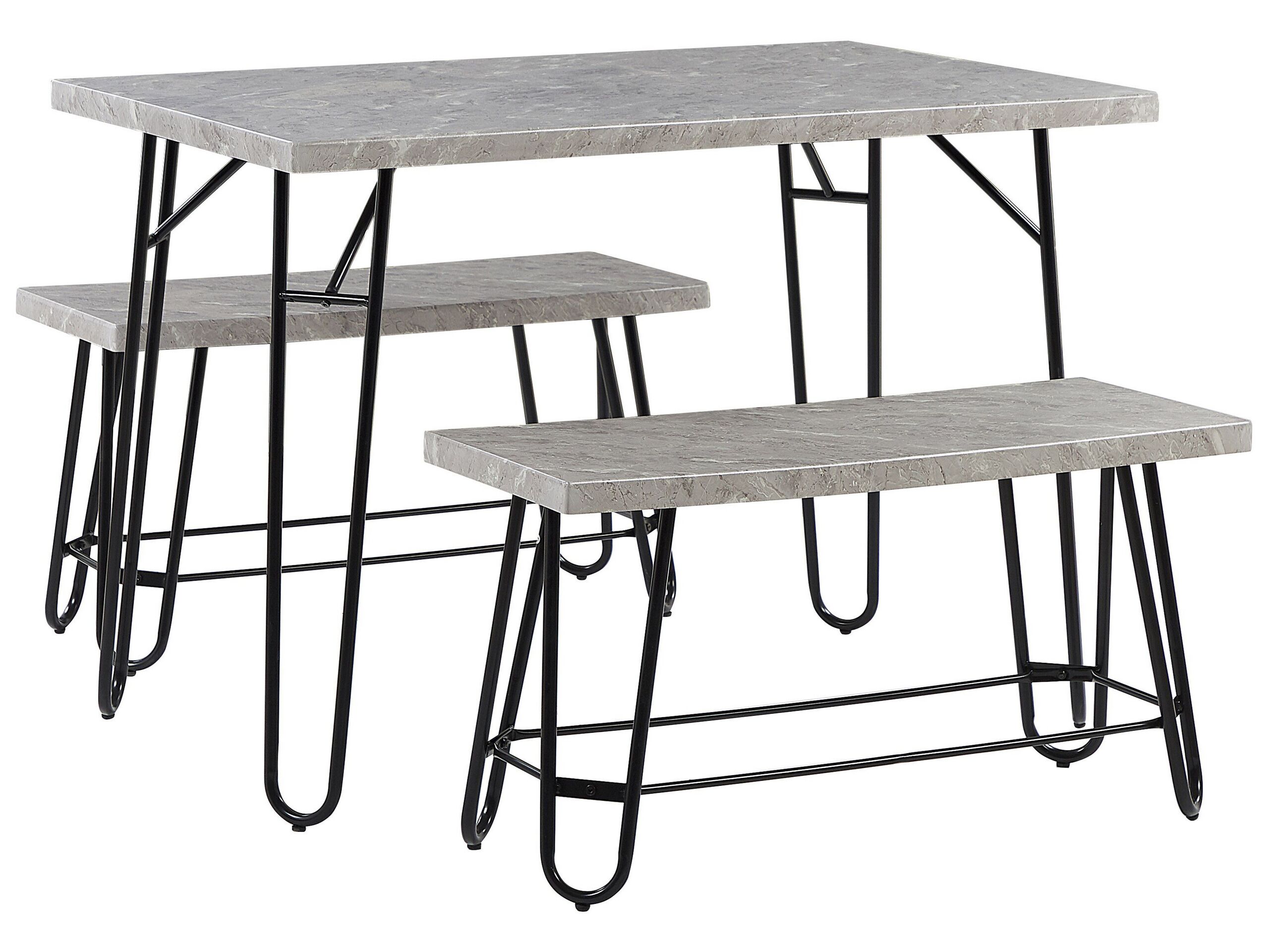 4 Seater Dining Set Grey and Black KEMPTON