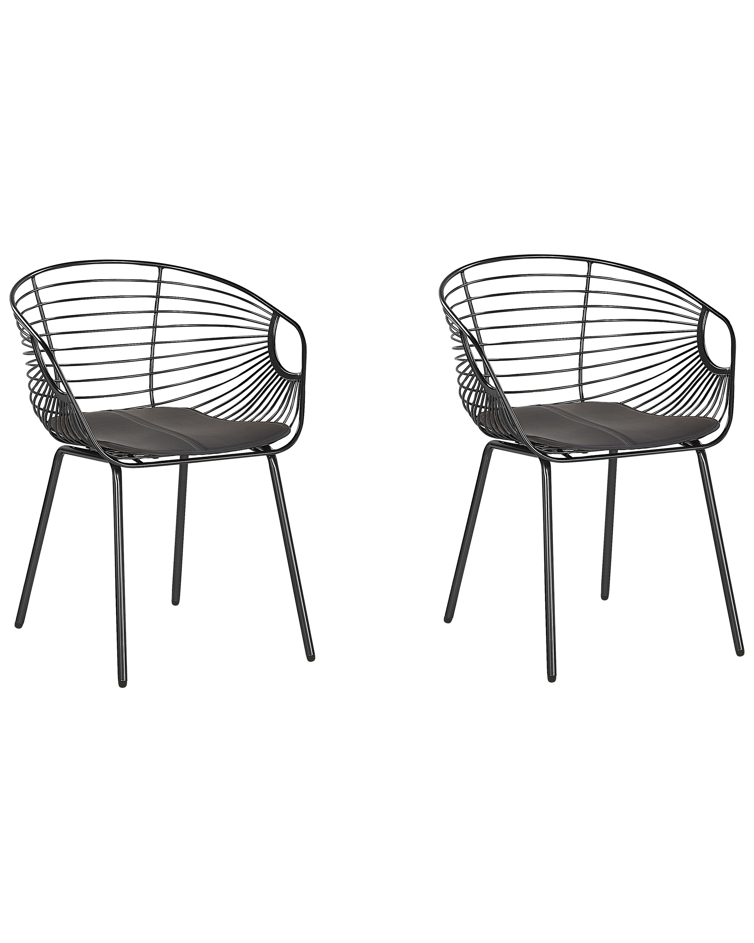 Set of 2 Metal Dining Chairs Black HOBACK