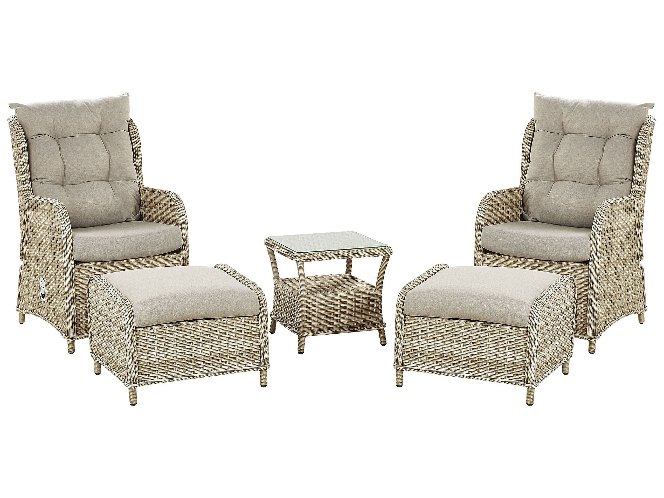 2 Seater PE Rattan Garden Lounge Set Natural PONZA