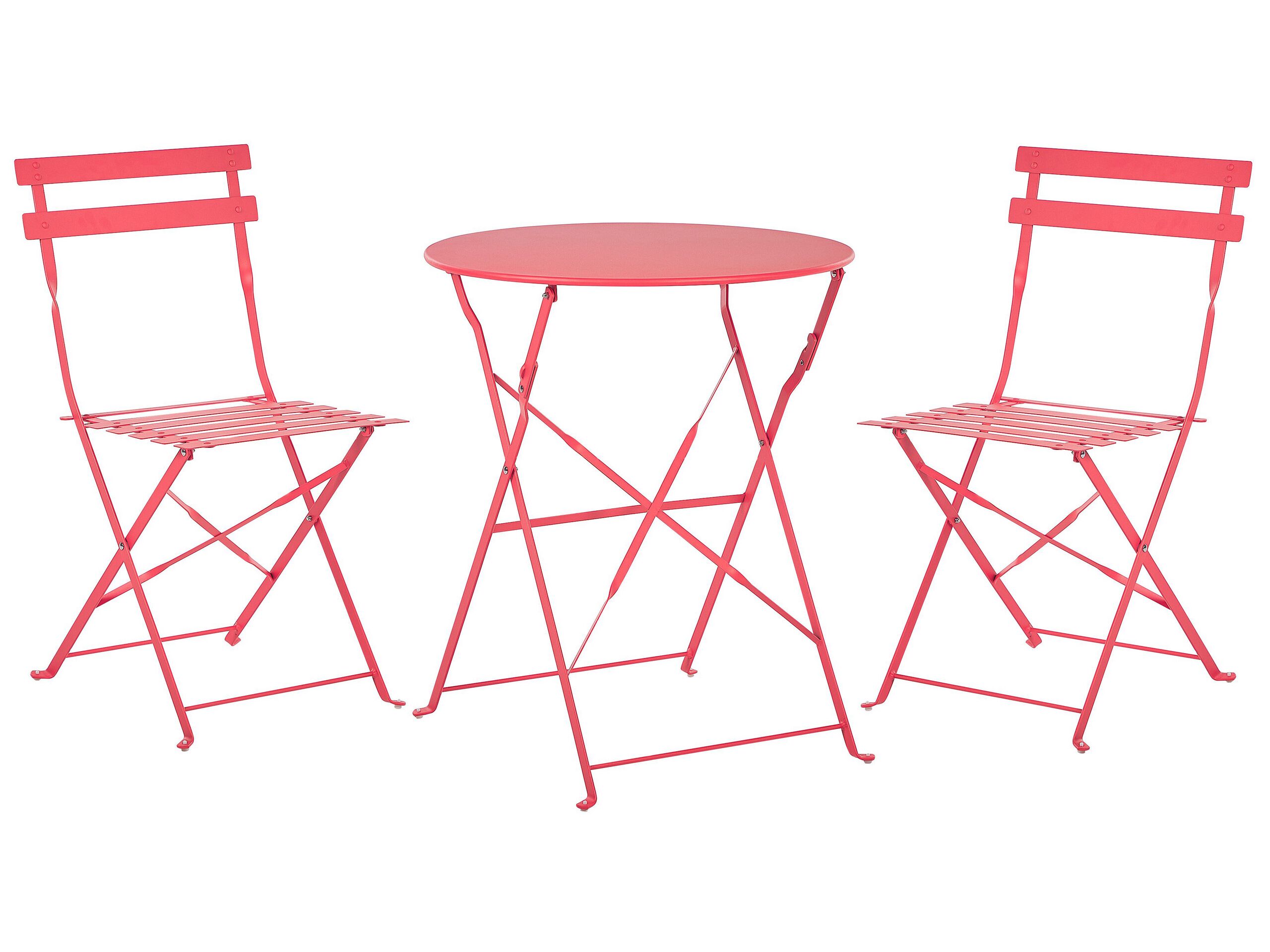 Steel Garden Bistro Set Red FIORI
