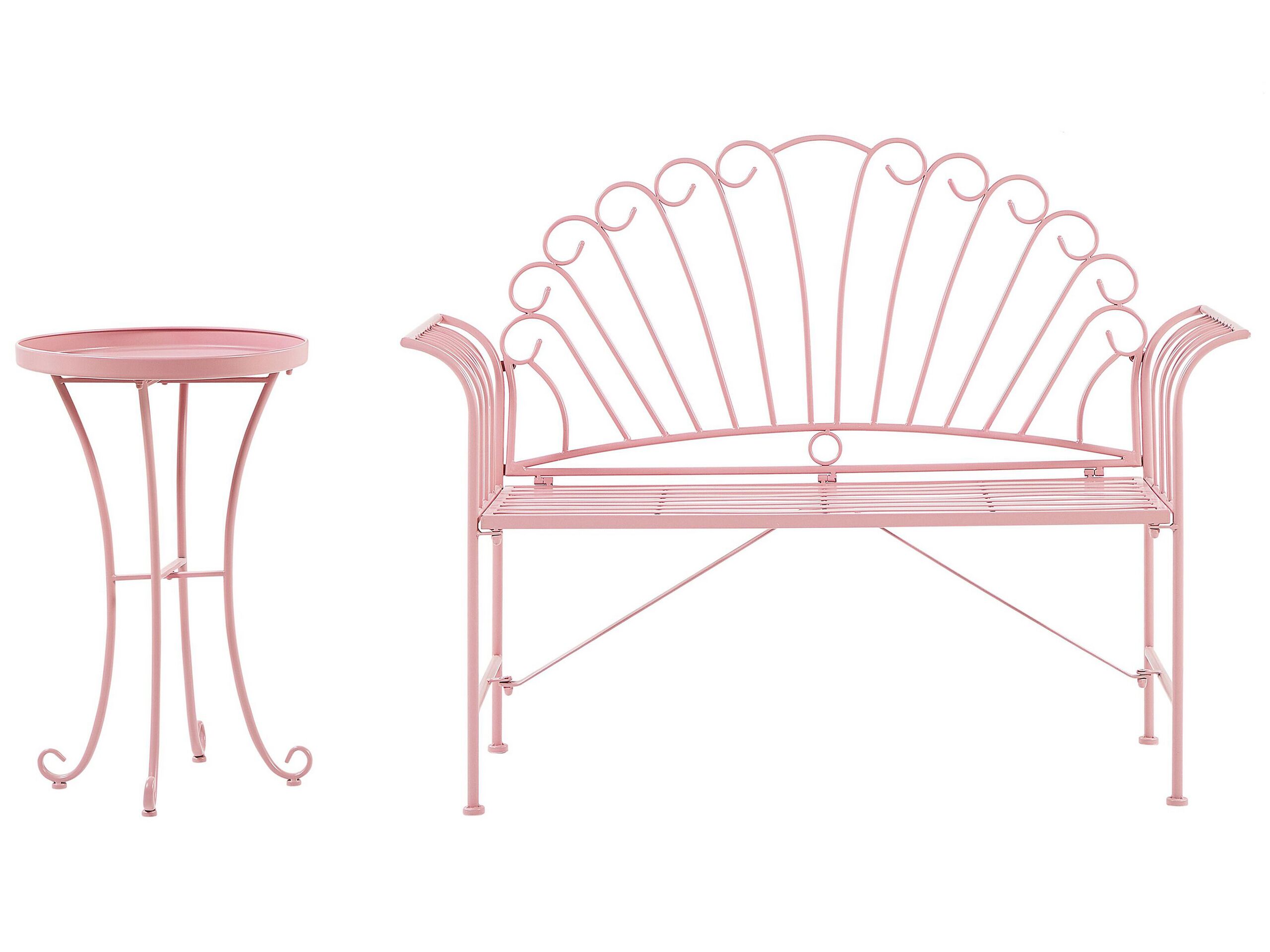 Metal Garden Bench Set Pink CAVINIA