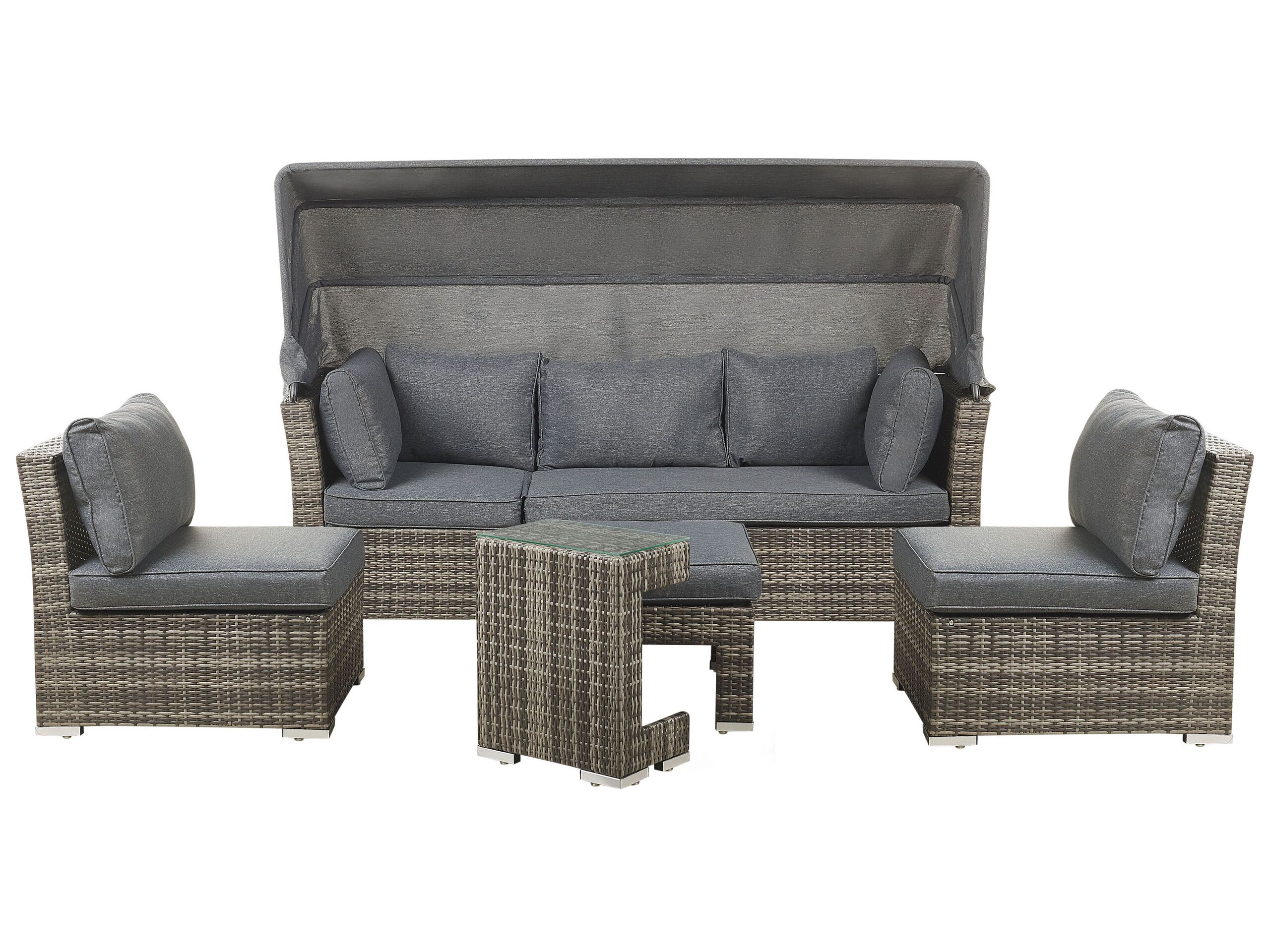 5 Seater PE Rattan Modular Garden Lounge Set Brown CORTE