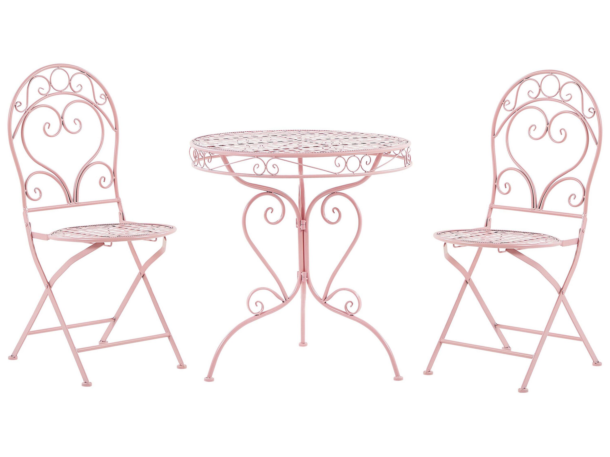 Metal Garden Bistro Set Pink ALBINIA