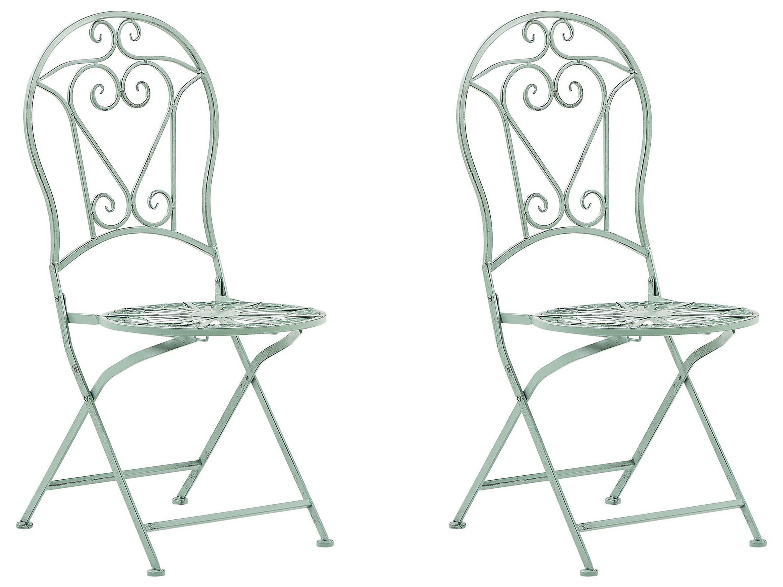 Set of 2 Metal Garden Folding Chairs Green TRENTO