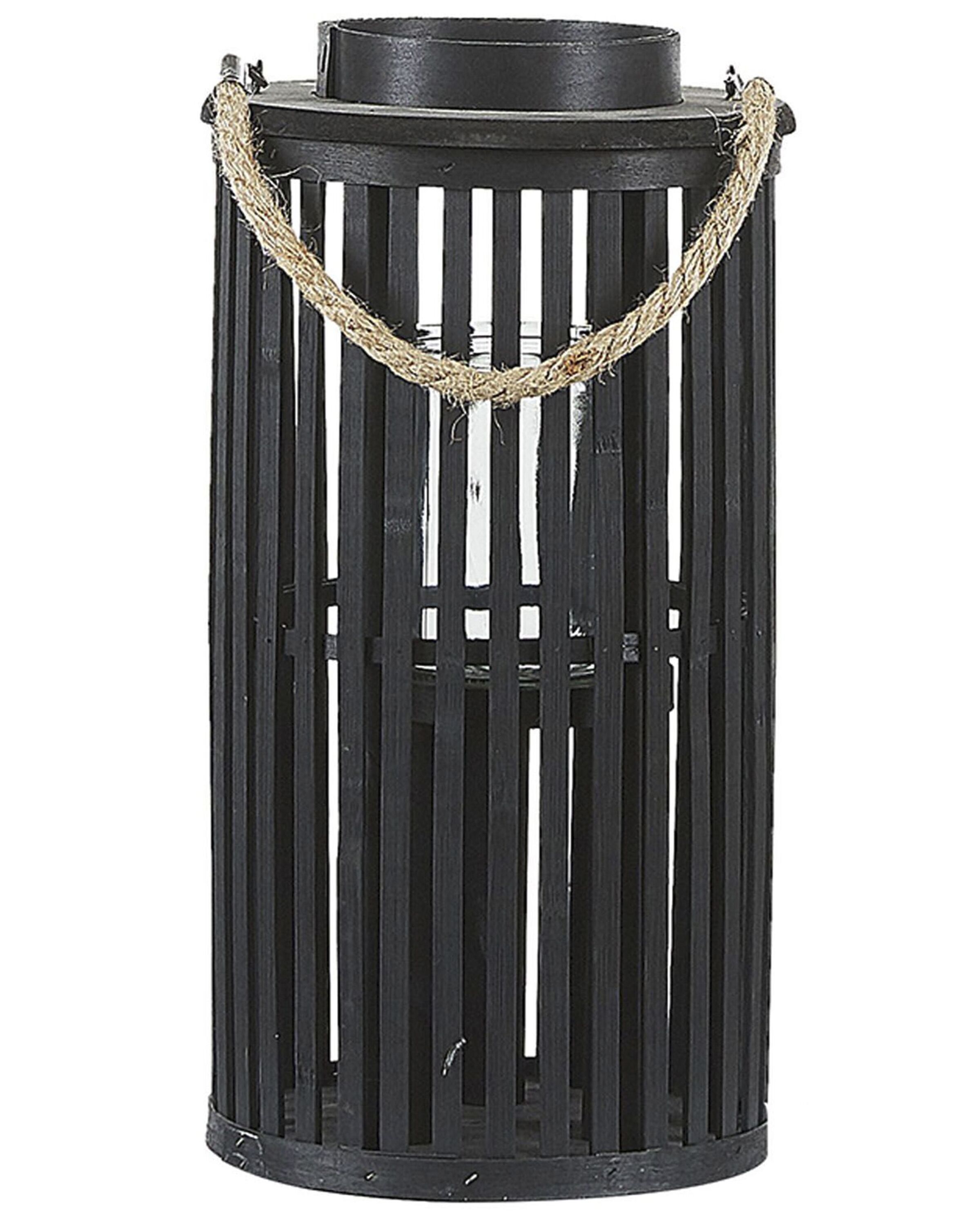 Wooden Candle Lantern 40 cm Black LUZON