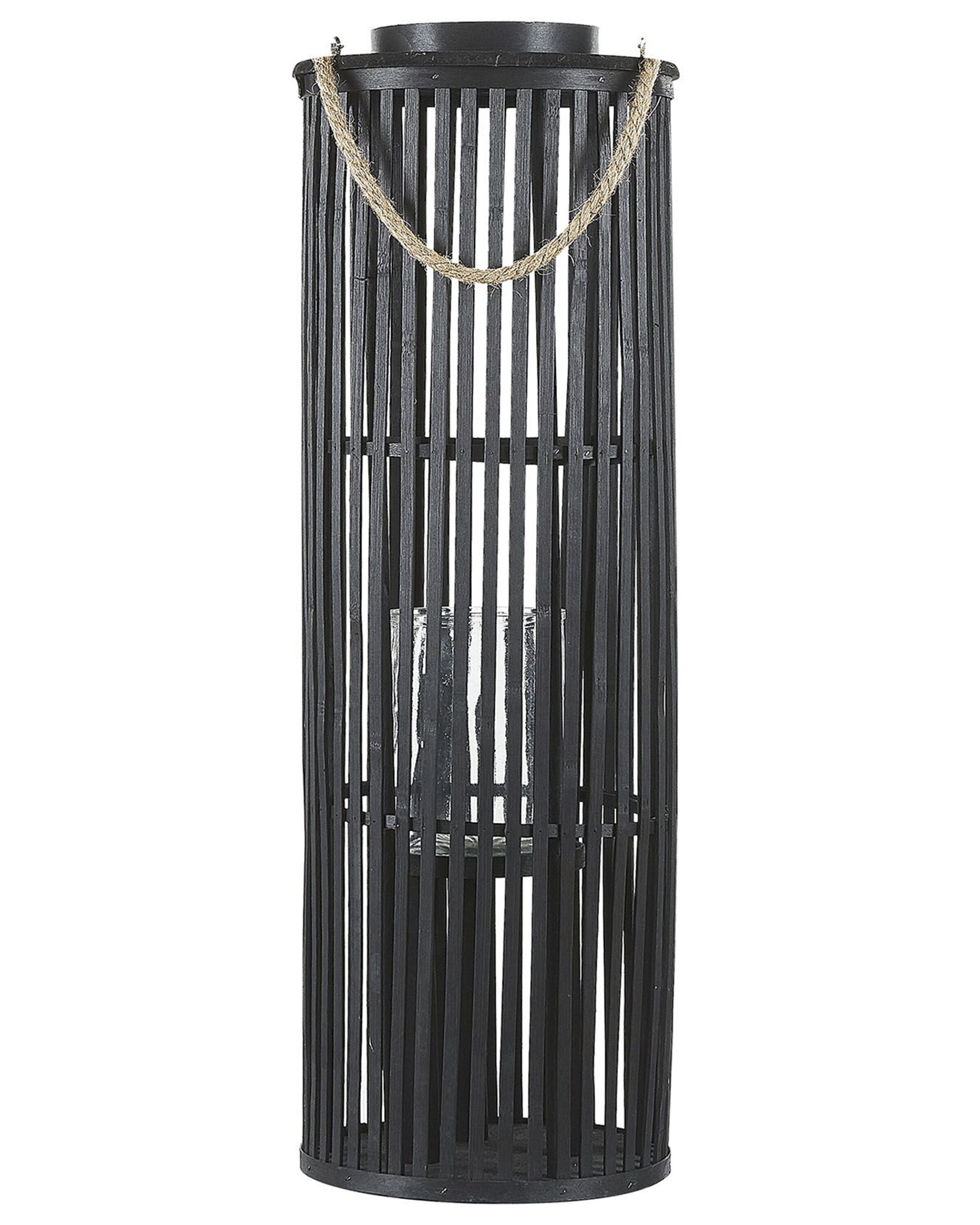 Wooden Candle Lantern 80 cm Black LUZON
