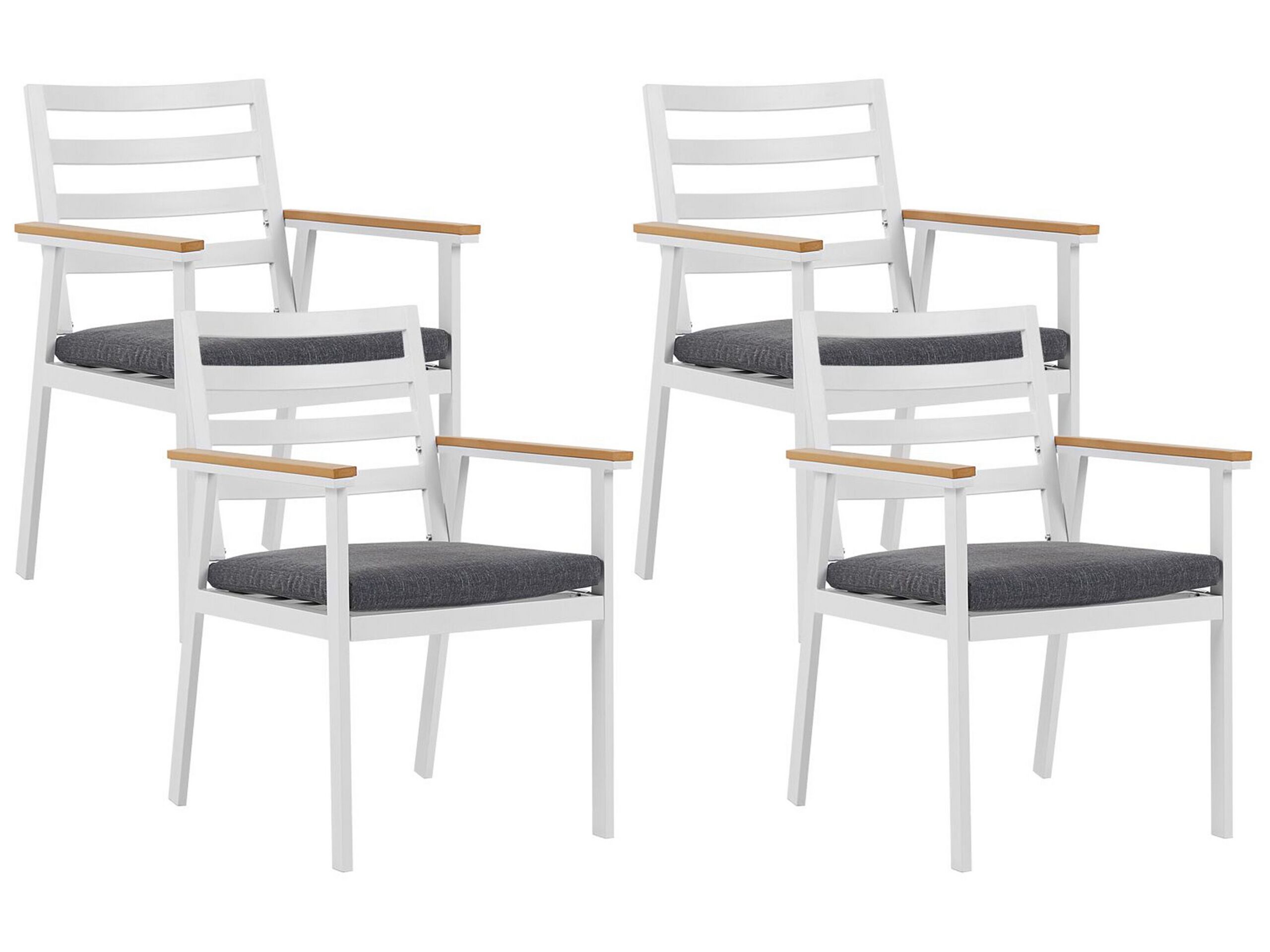Set of 4 Garden Chairs with Grey Cushions White CAVOLI