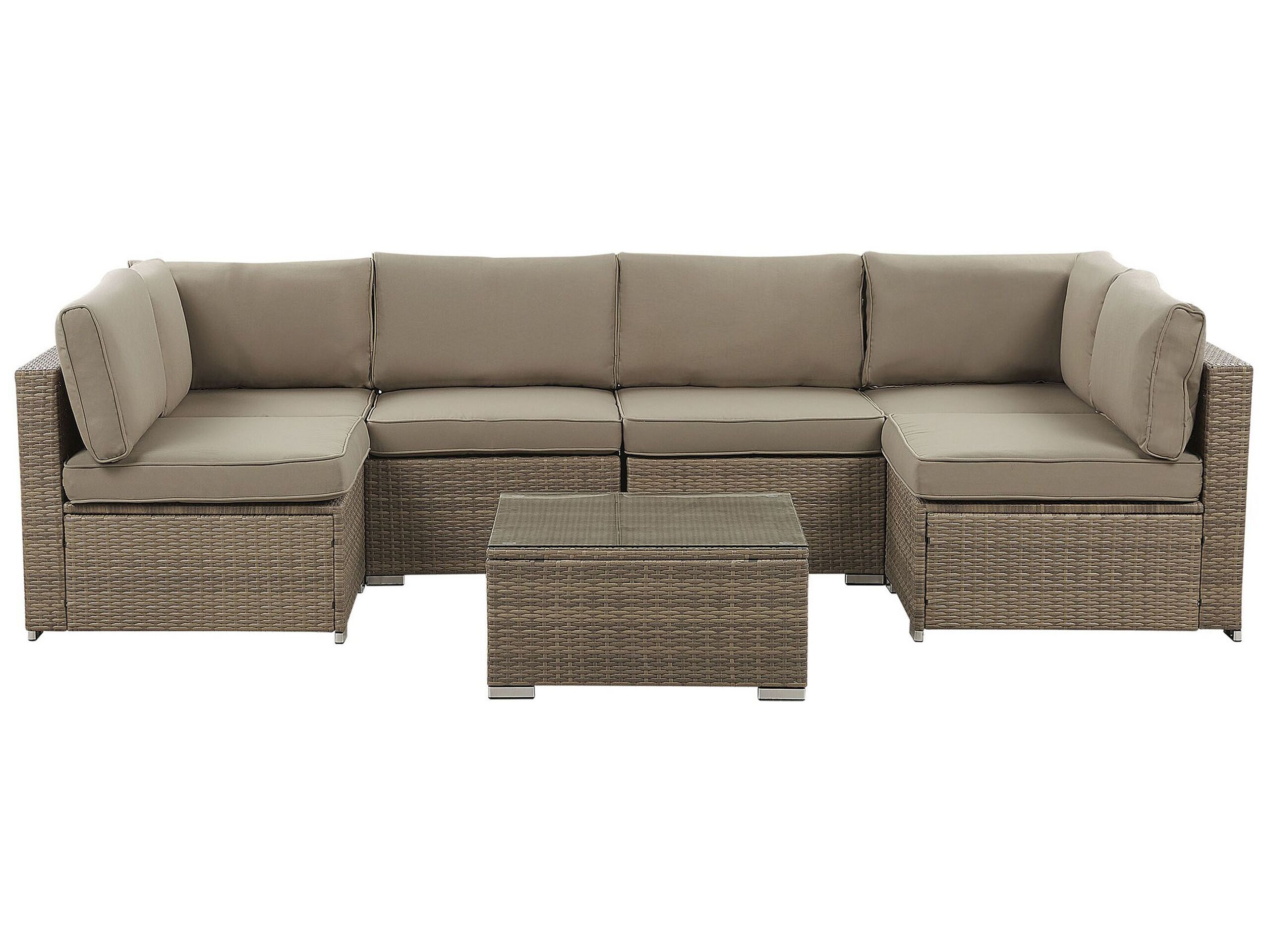 6 Seater PE Rattan Garden Lounge Set Brown BELVEDERE