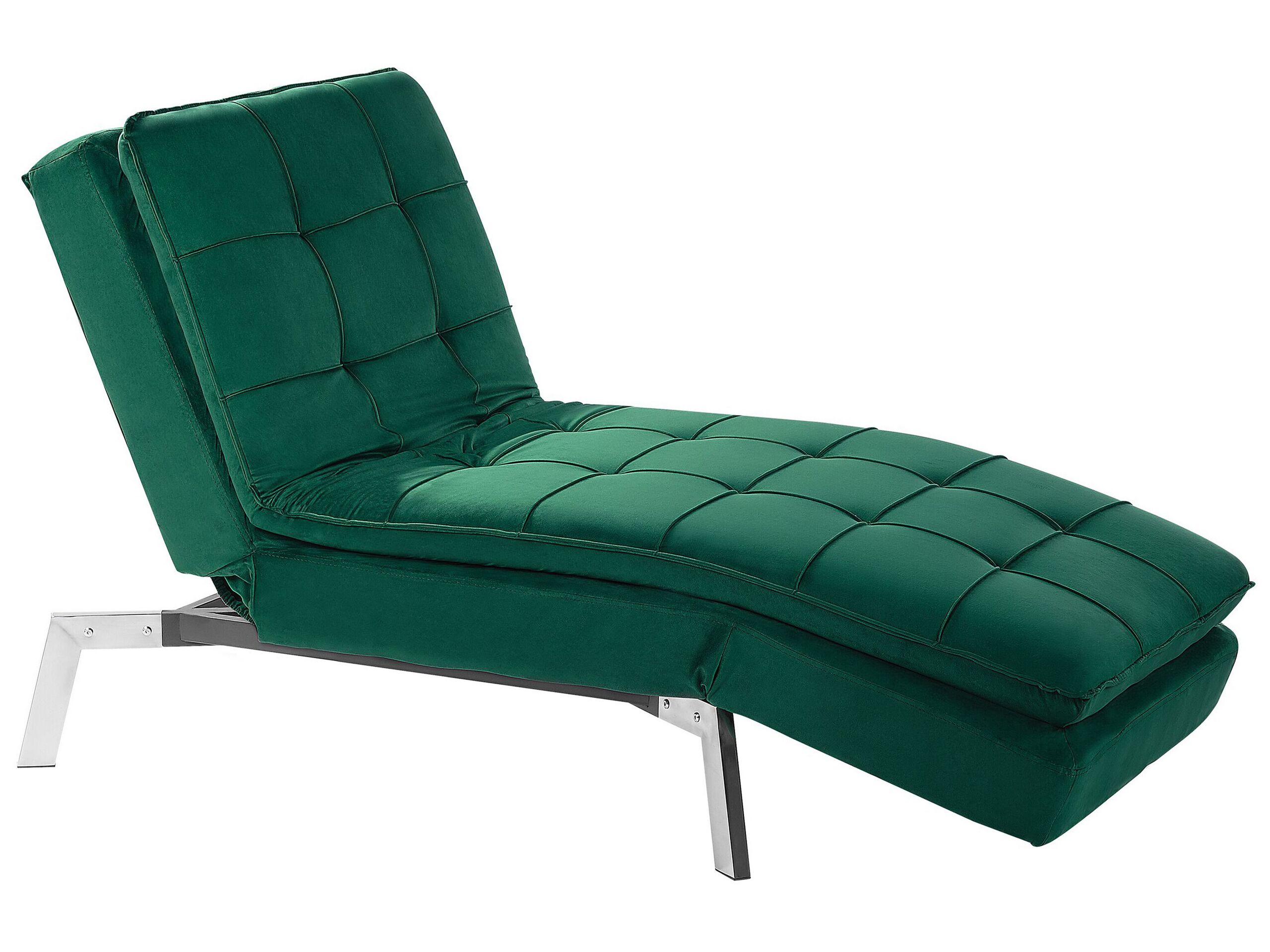 Velvet Chaise Lounge Emerald Green LOIRET