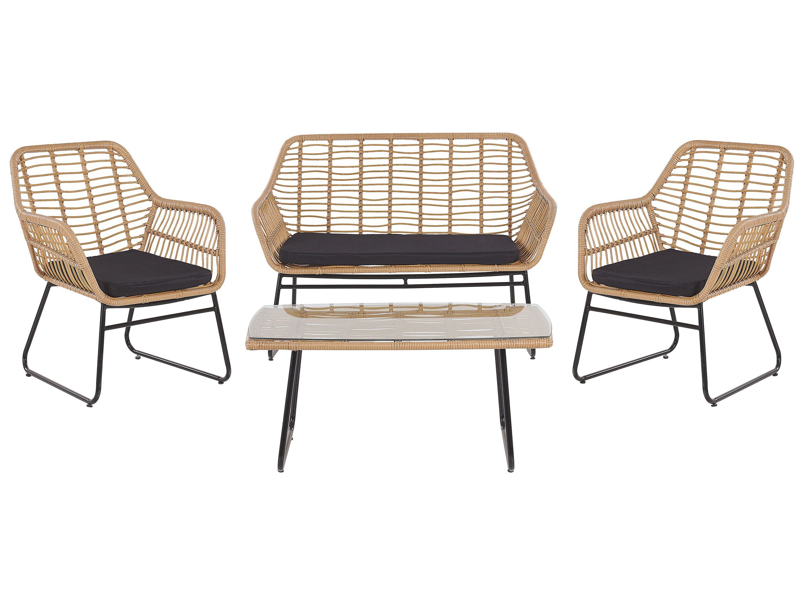 4 Seater PE Rattan Garden Sofa Set Natural MINORI