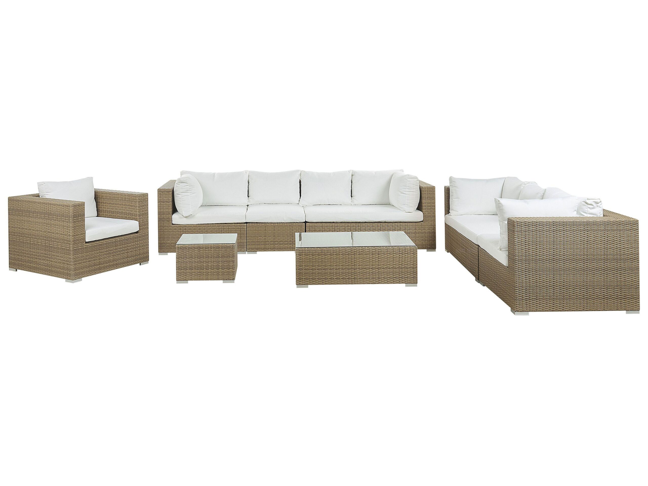 8 Seater PE Rattan Modular Garden Lounge Set Light Brown MAESTRO II