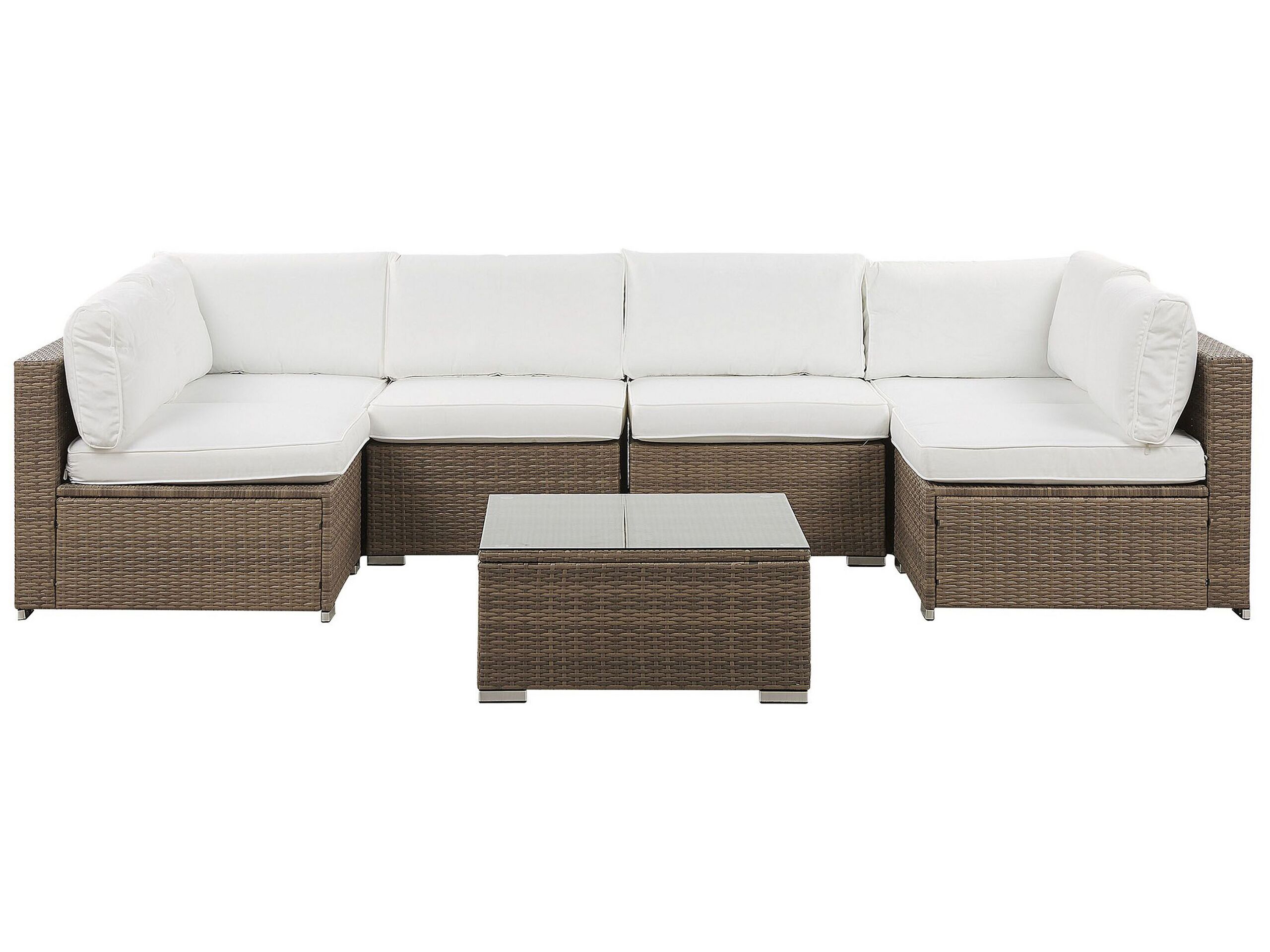6 Seater PE Rattan Garden Lounge Set White BELVEDERE