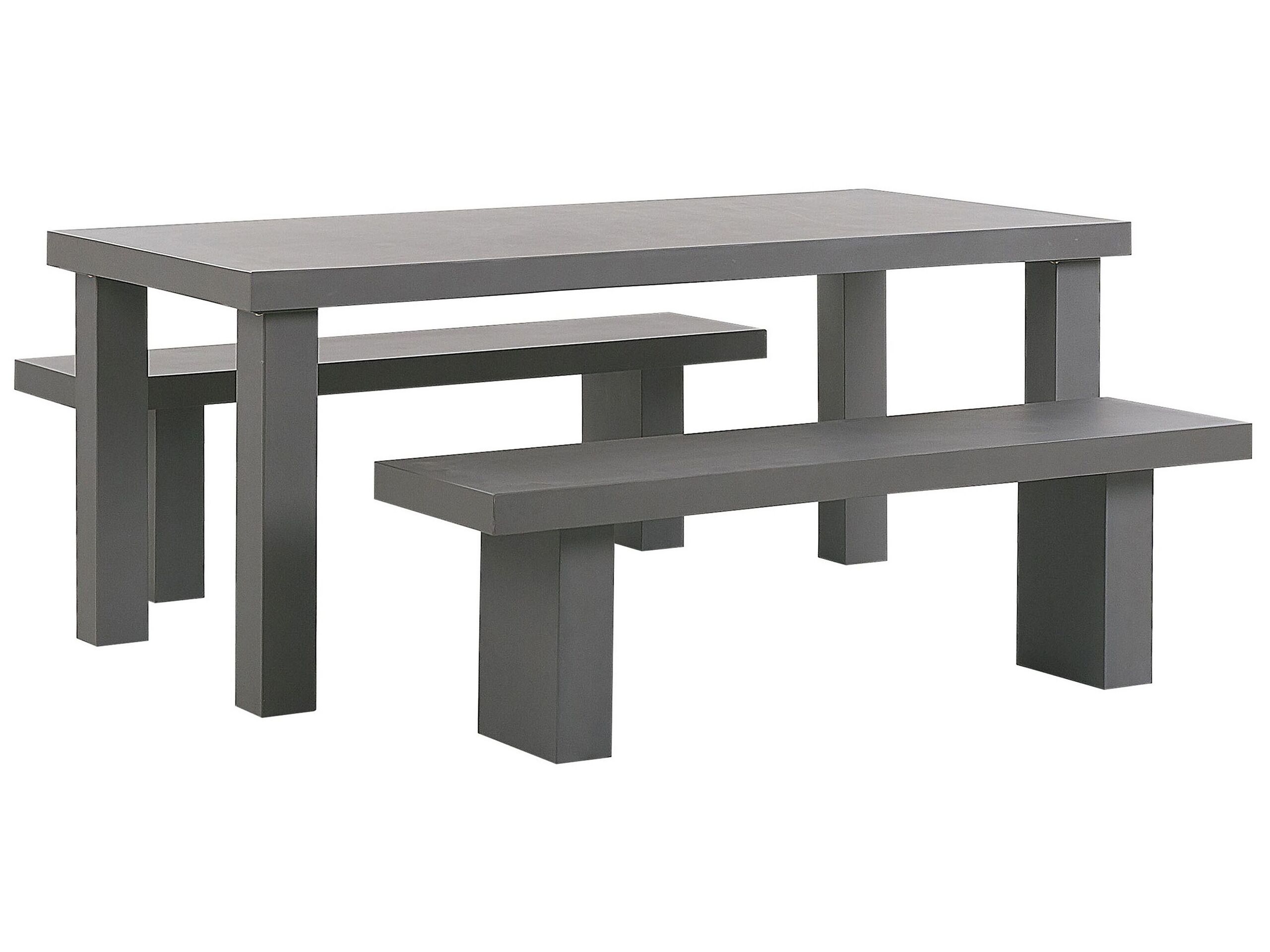 4 Seater Concrete Garden Dining Set Benches Grey TARANTO