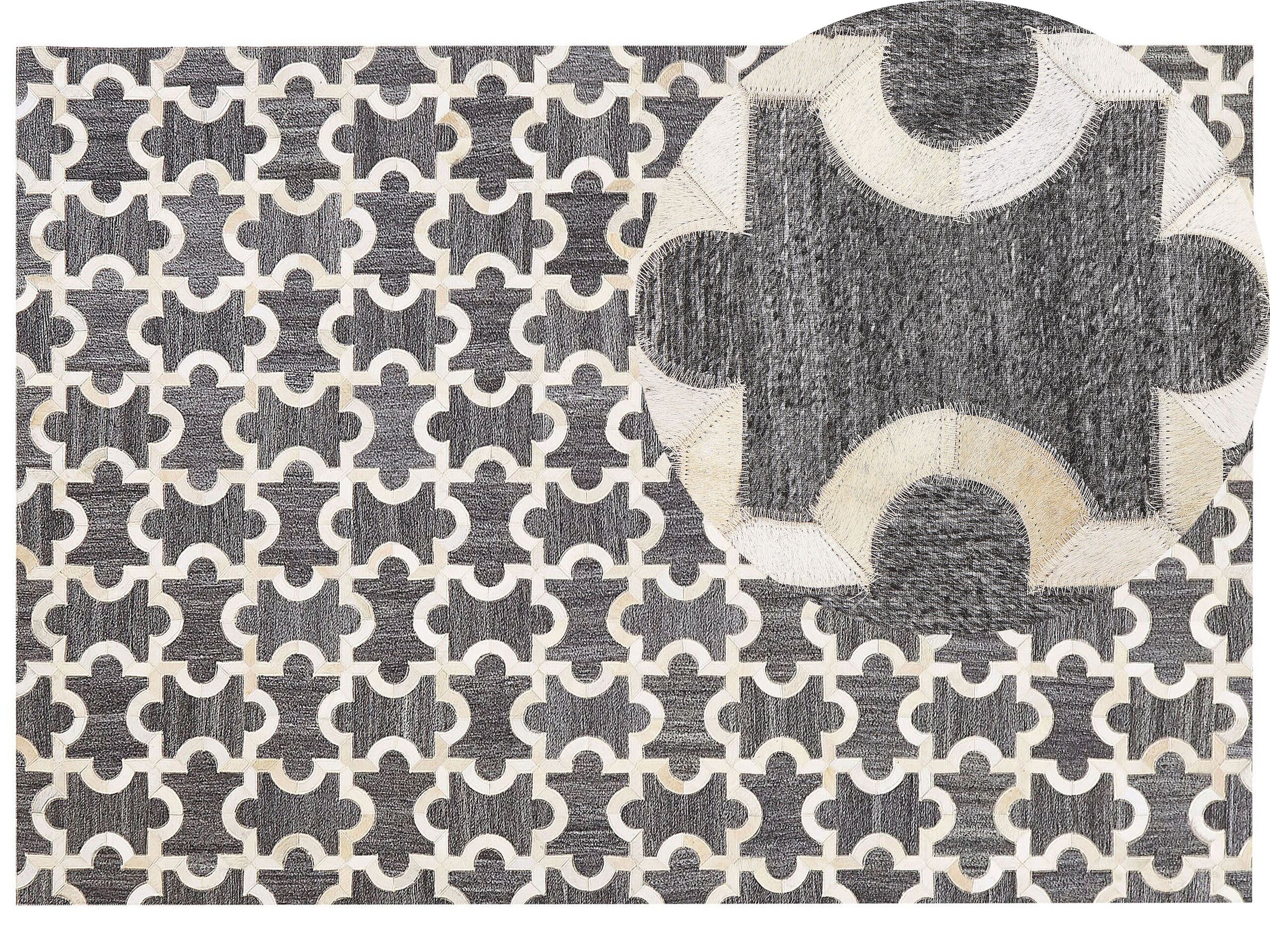 Cowhide Area Rug 160x230cm Grey and Beige