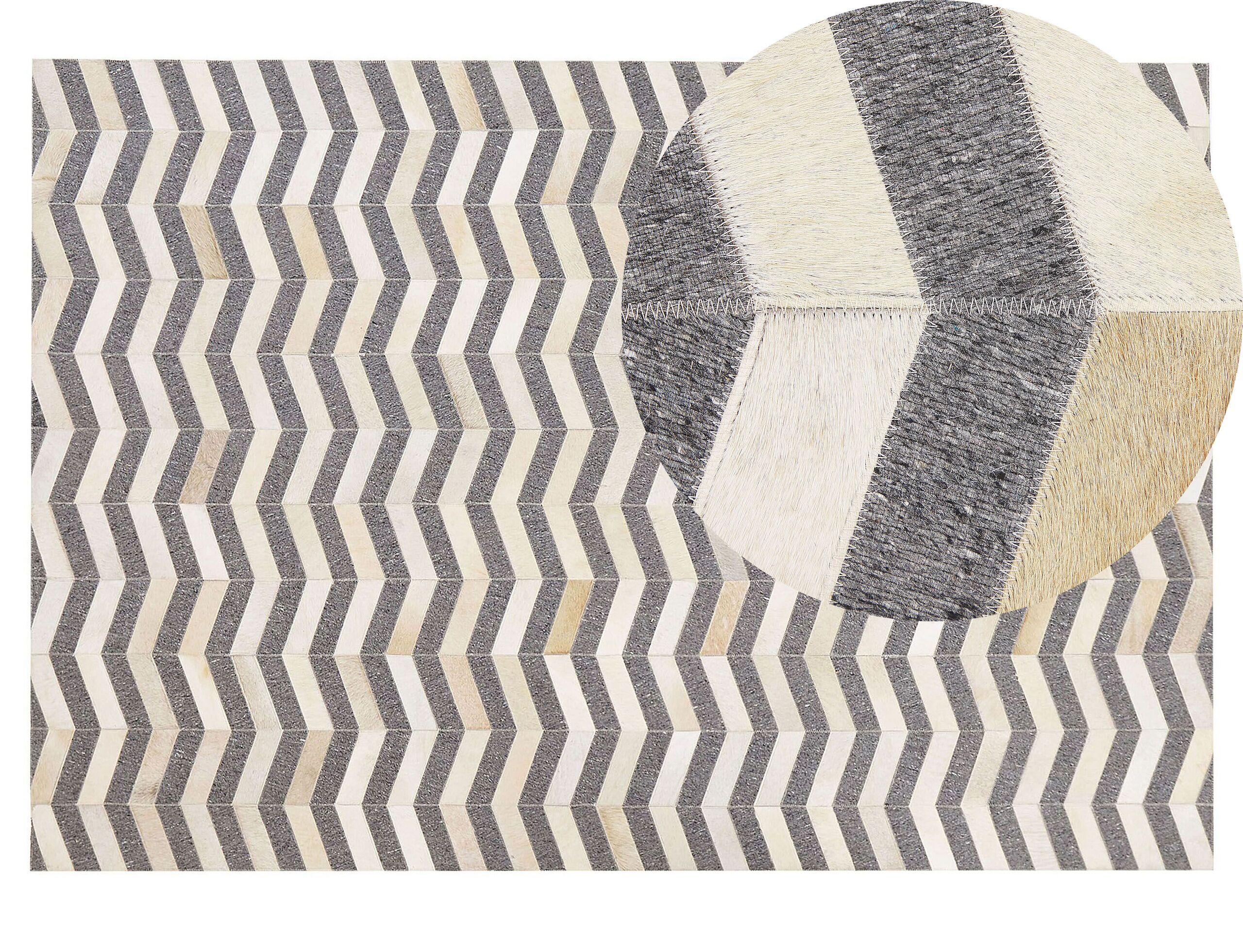 Cowhide Area Rug 140x200cm Grey and Beige