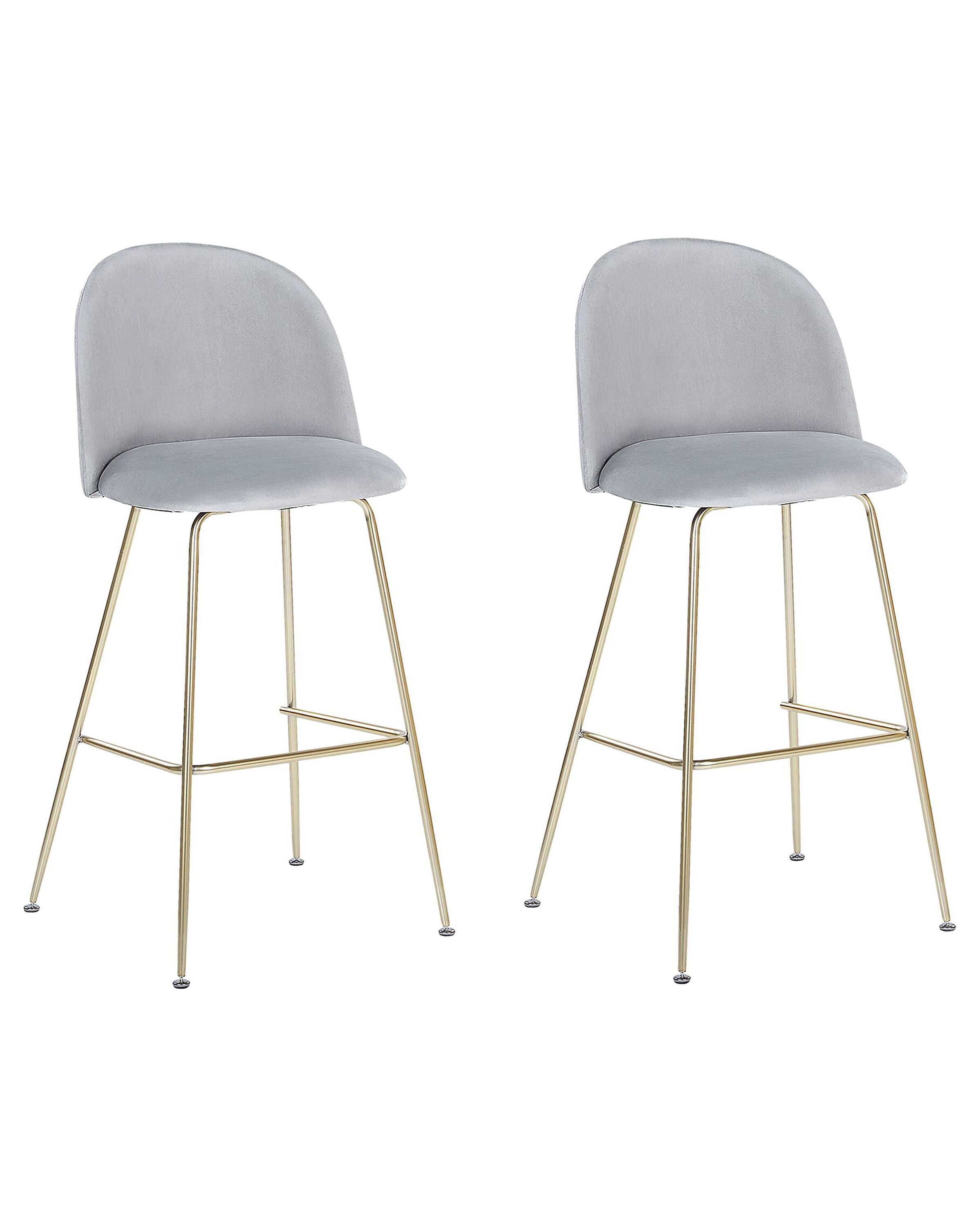 Set of 2 Velvet Bar Chairs Grey ARCOLA