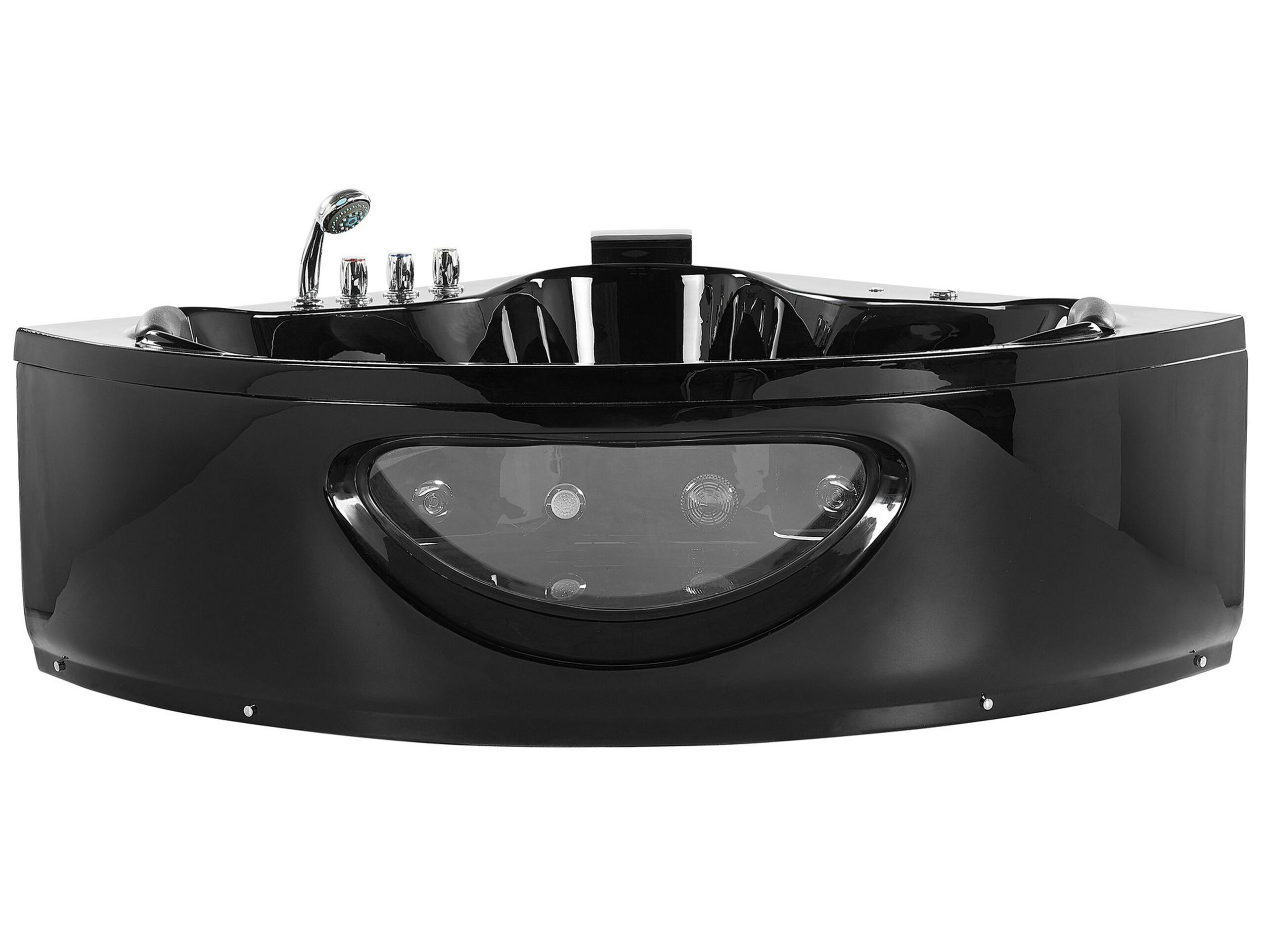 Whirlpool Corner Bath with LED 1900 x 1500 cm Black TOCOA