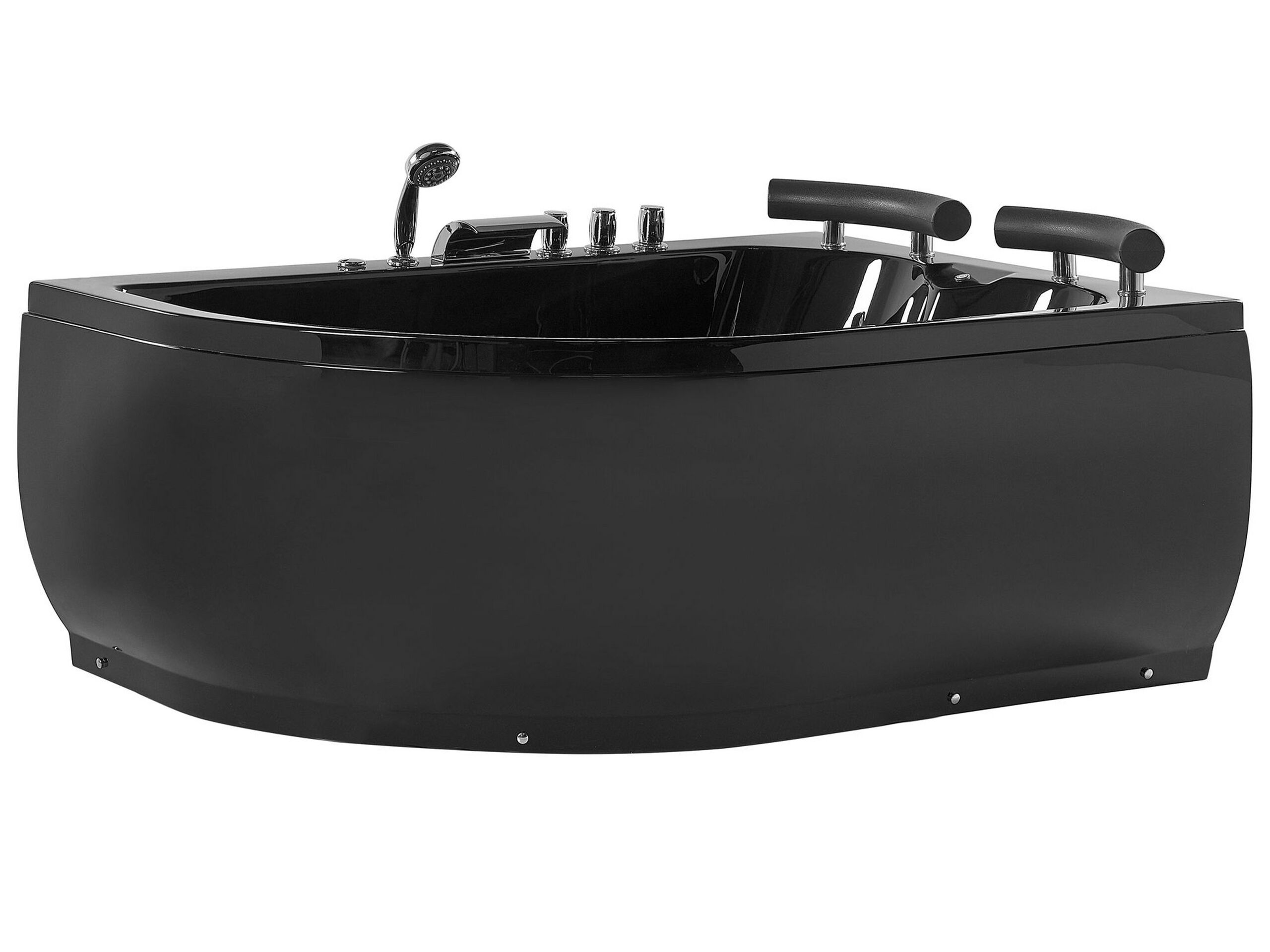 Left Hand Whirlpool Corner Bath with LED 1600 x 1130 mm Black PARADISO