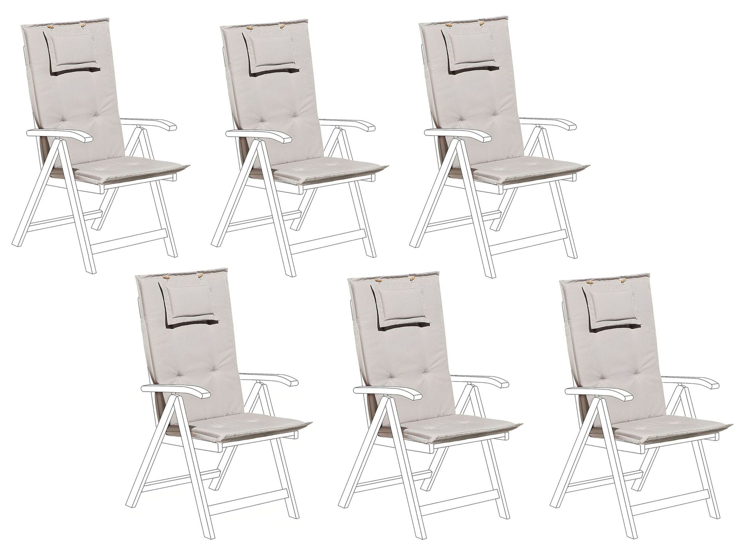 Set of 6 Outdoor Seat/Back Cushions Taupe TOSCANA/JAVA