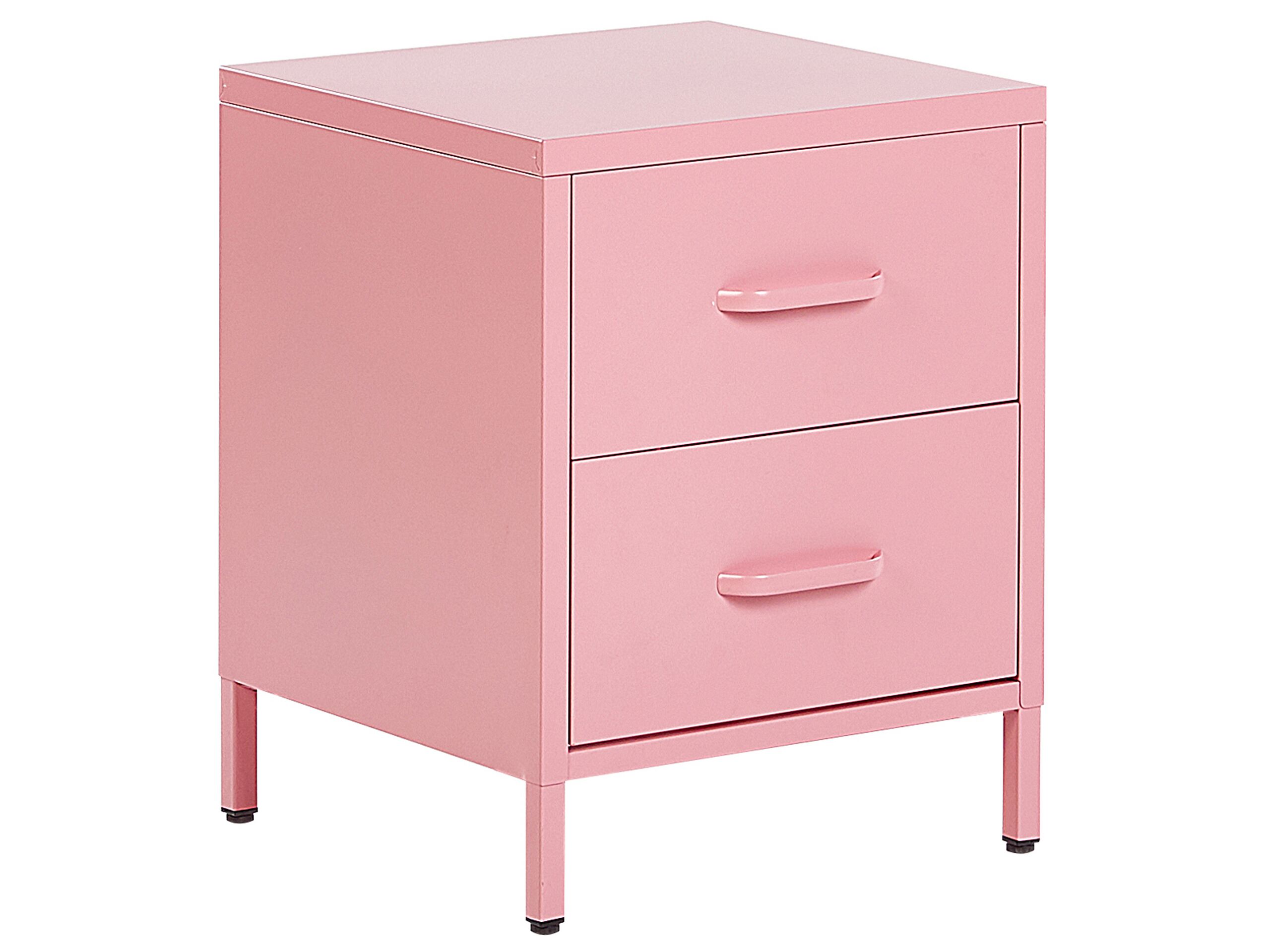 Bedside Table - CREWE 2 Drawer Nightstand Pink 43cm