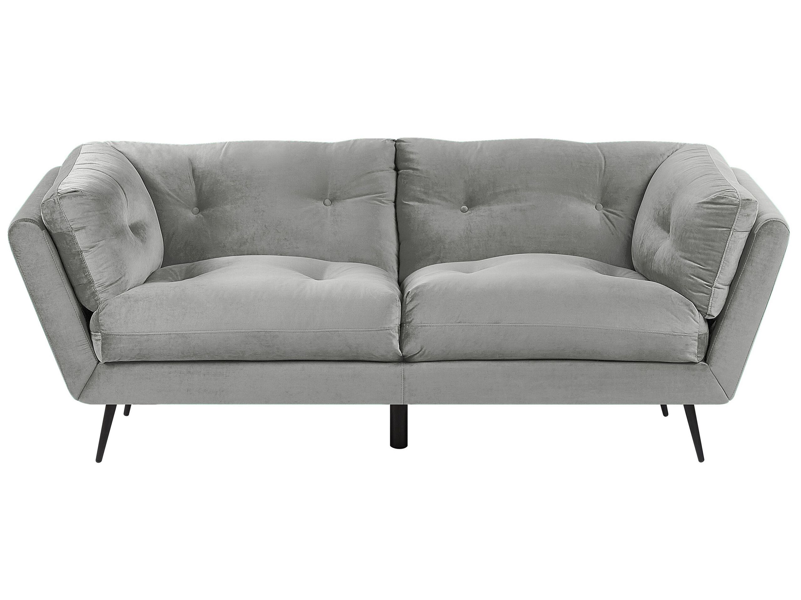 3 Seater Velvet Sofa Grey LENVIK
