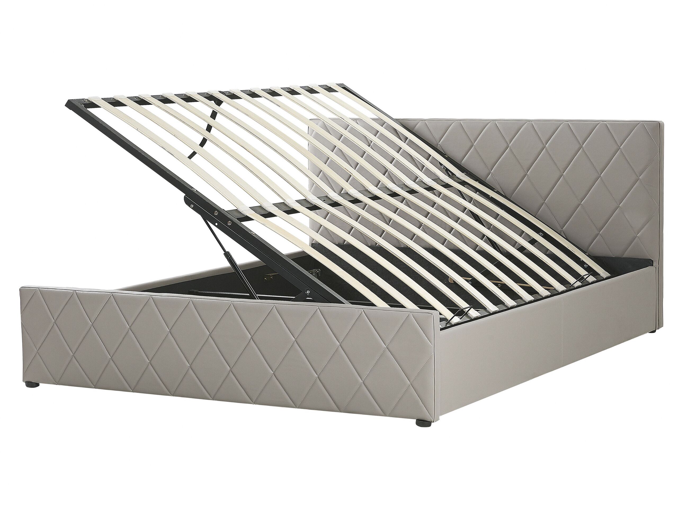 Faux Leather EU King Size Ottoman Bed Taupe ROCHEFORT