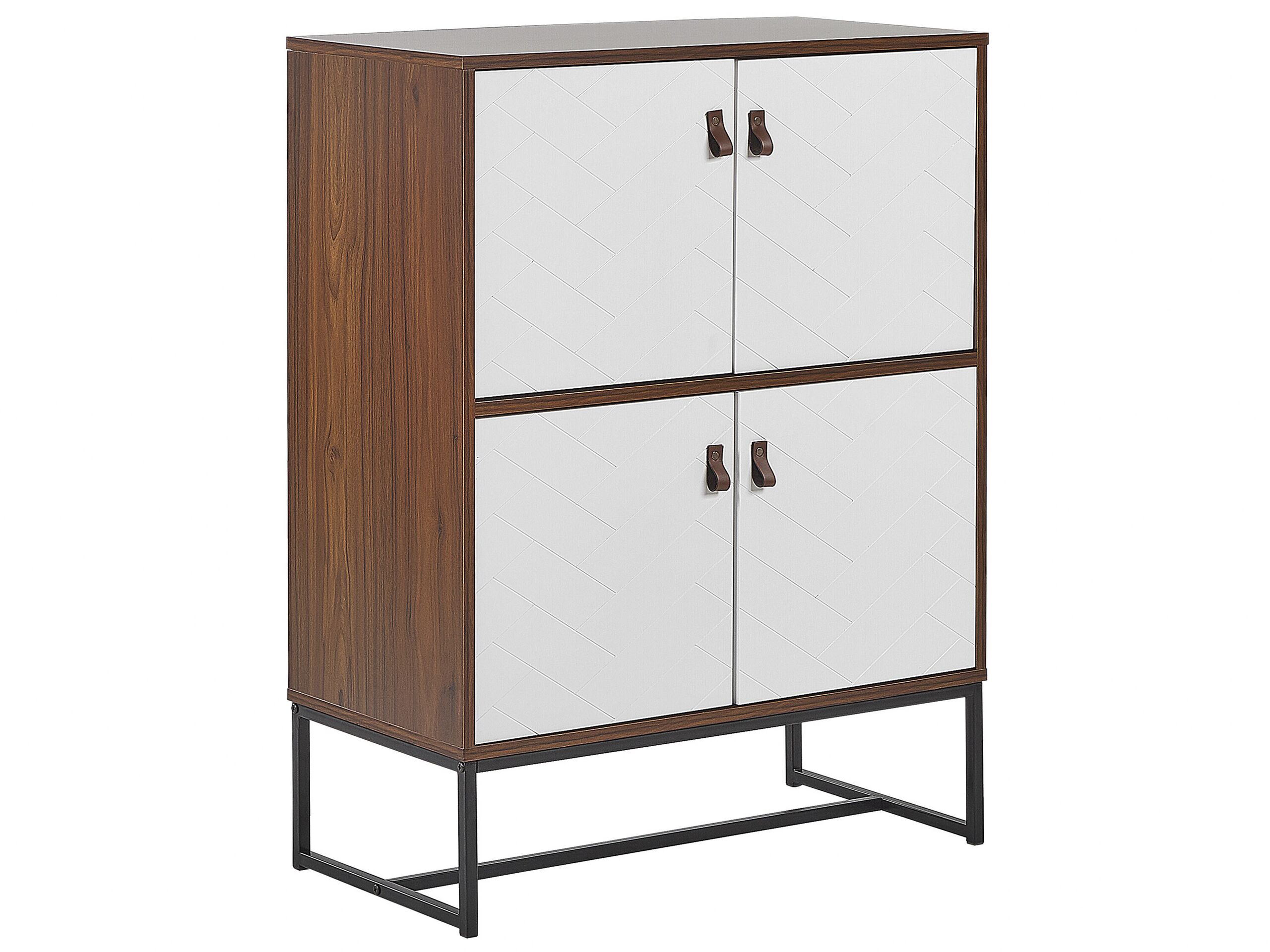 4 Door Sideboard Dark Wood with White NUEVA