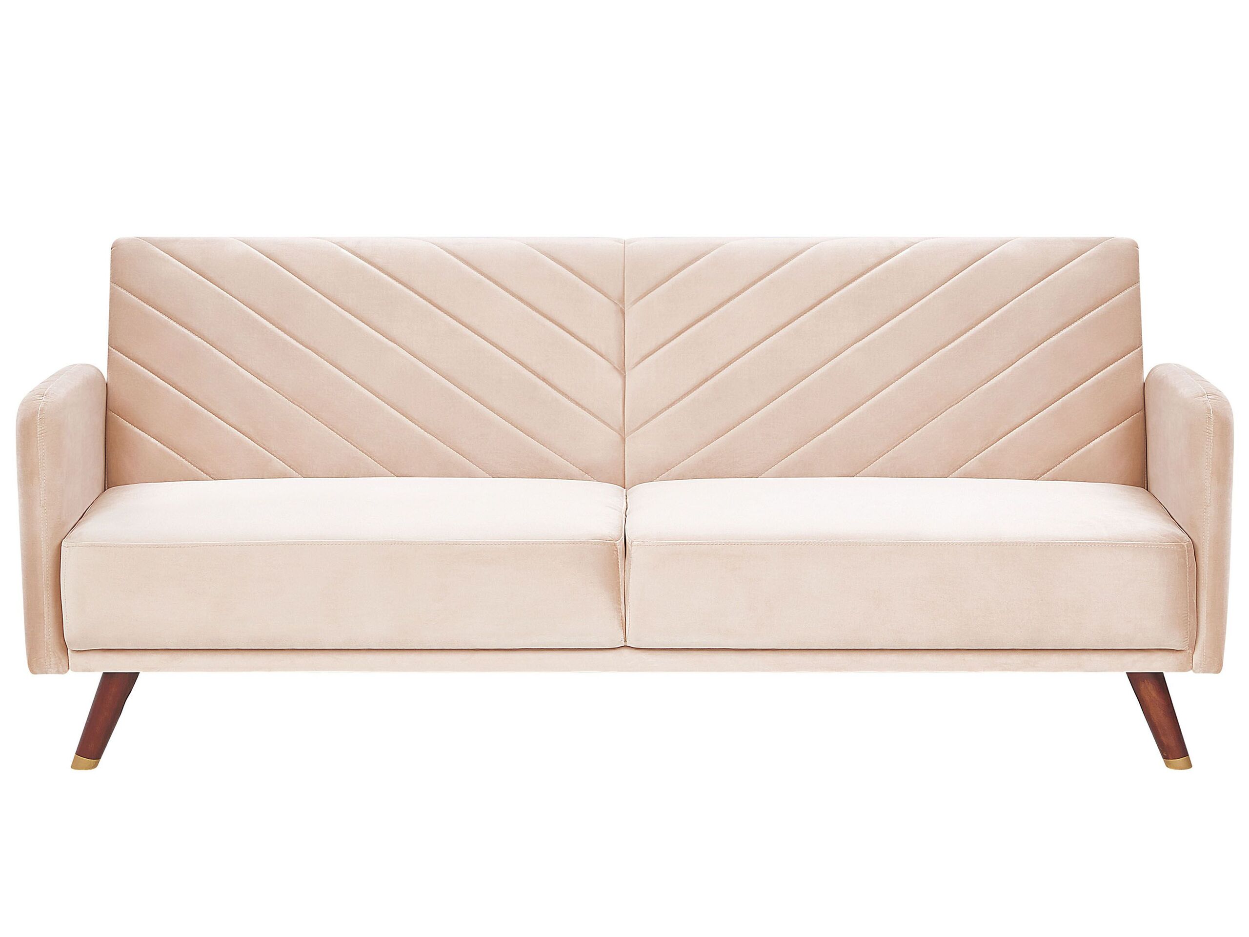 Velvet Fabric Sofa Bed Beige SENJA