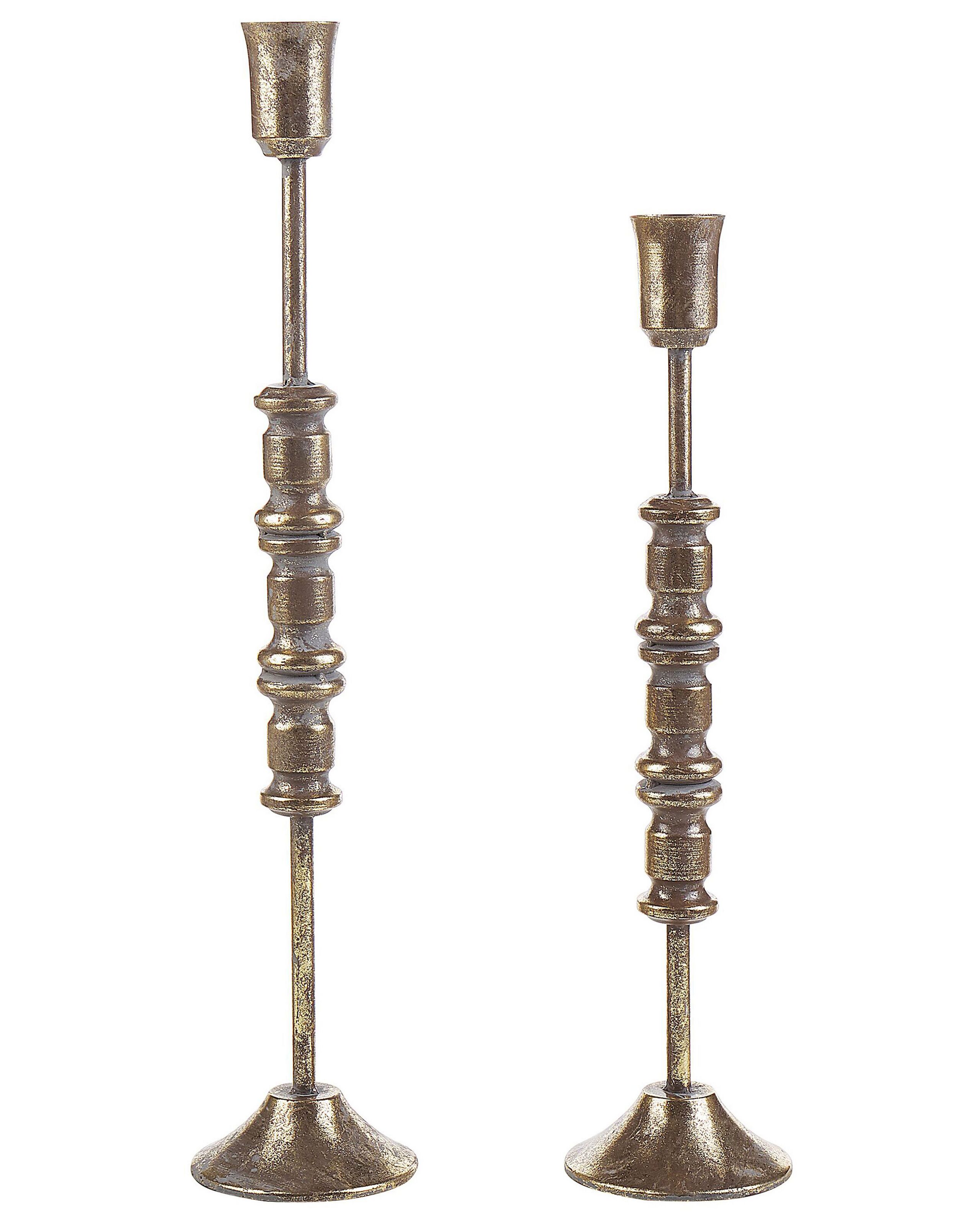 Set of 2 Metal Candlesticks Gold