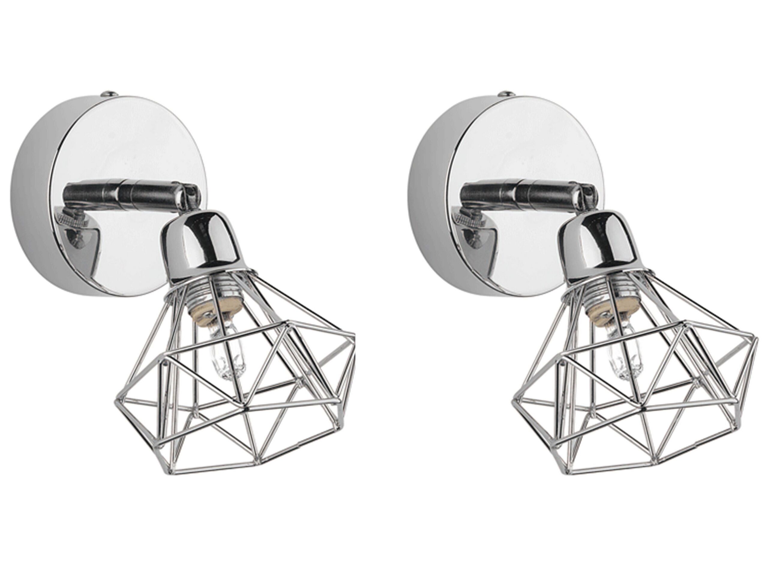 Set of 2 Metal Spotlight Lamps Silver ERMA