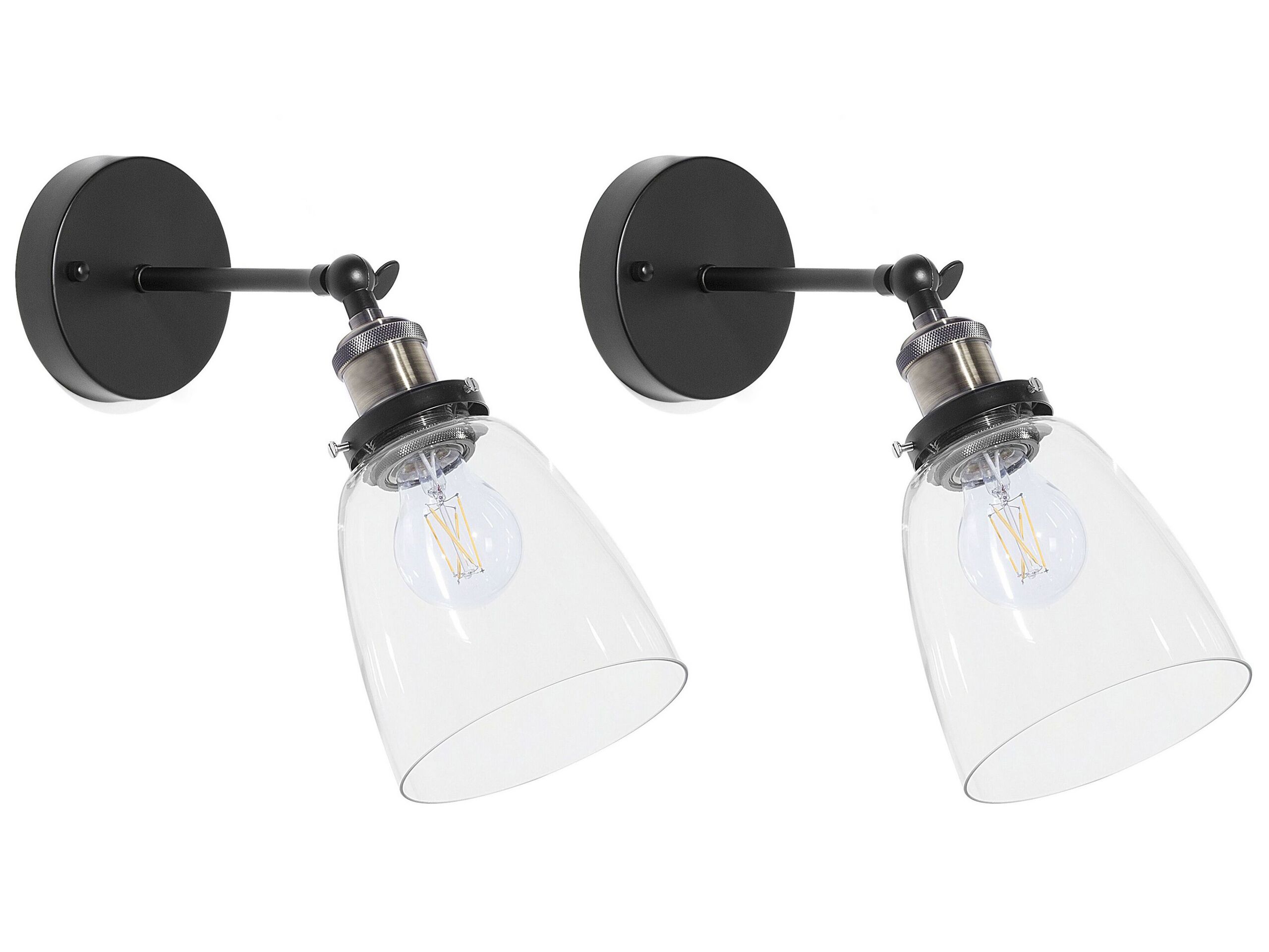 Set of 2 Glass Wall Lamp Transparent LOVAT