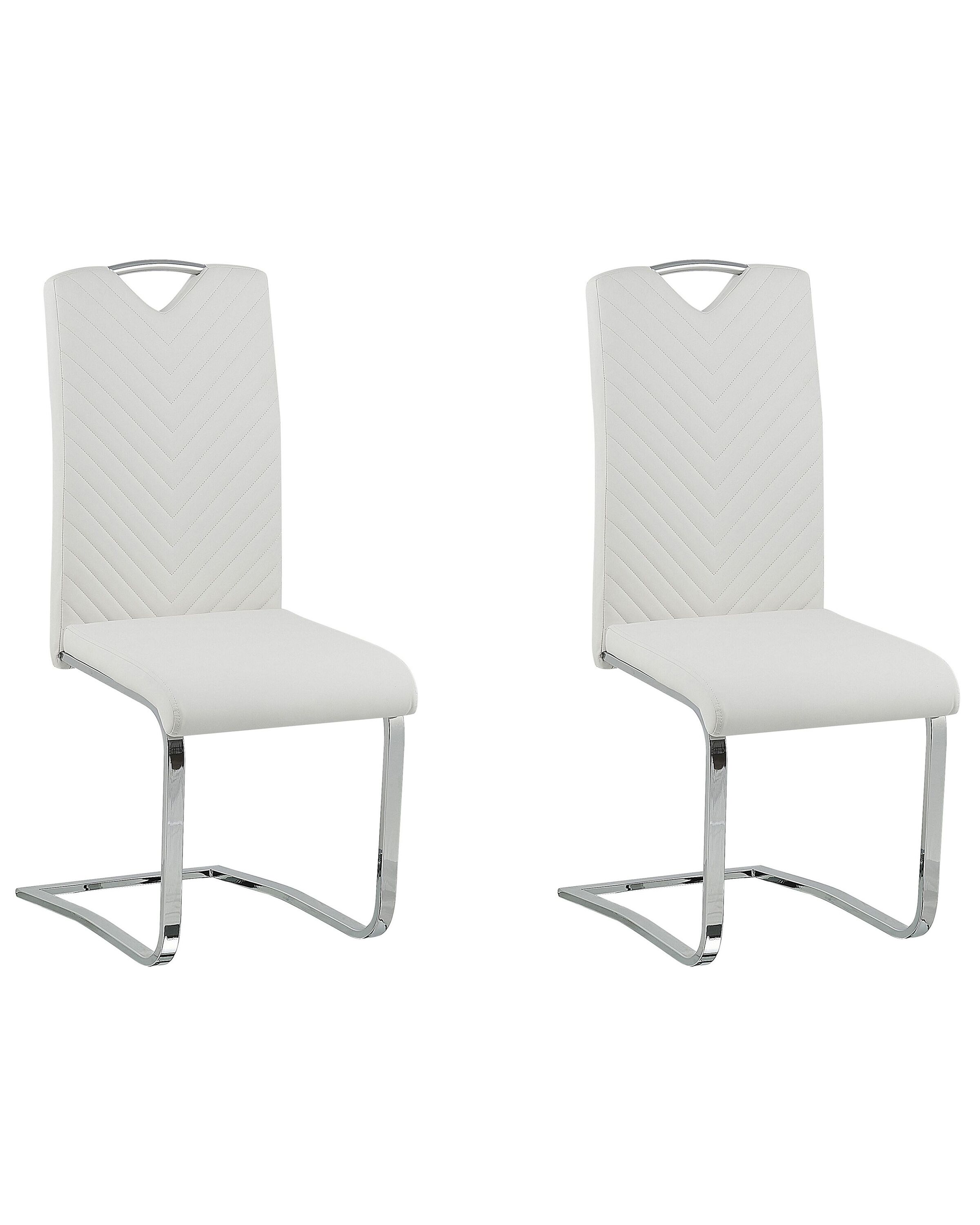 Set of 2 Faux Leather Dining Chairs Off-White PICKNES