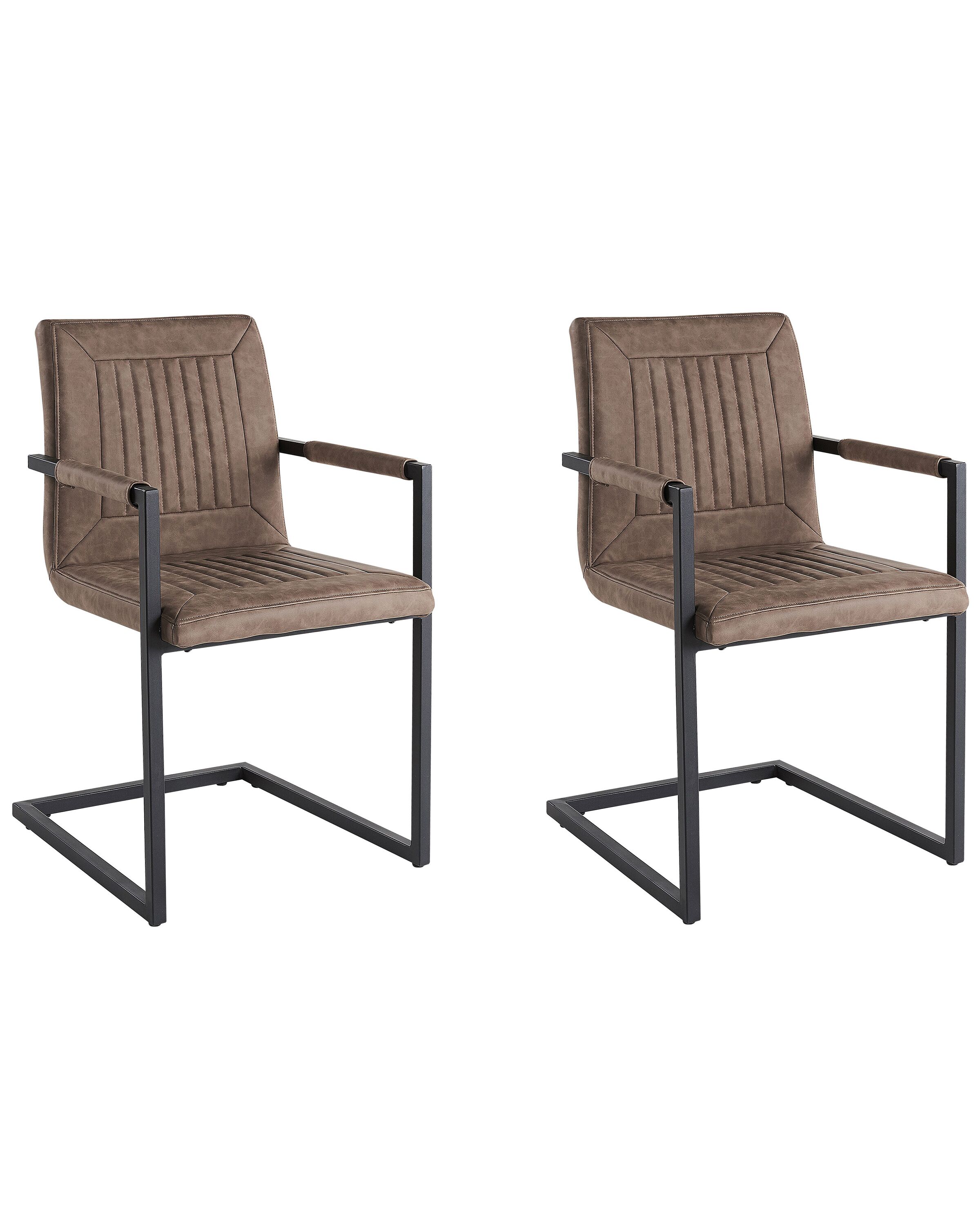 Set of 2 Faux Leather Dining Chairs Brown BRANDOL