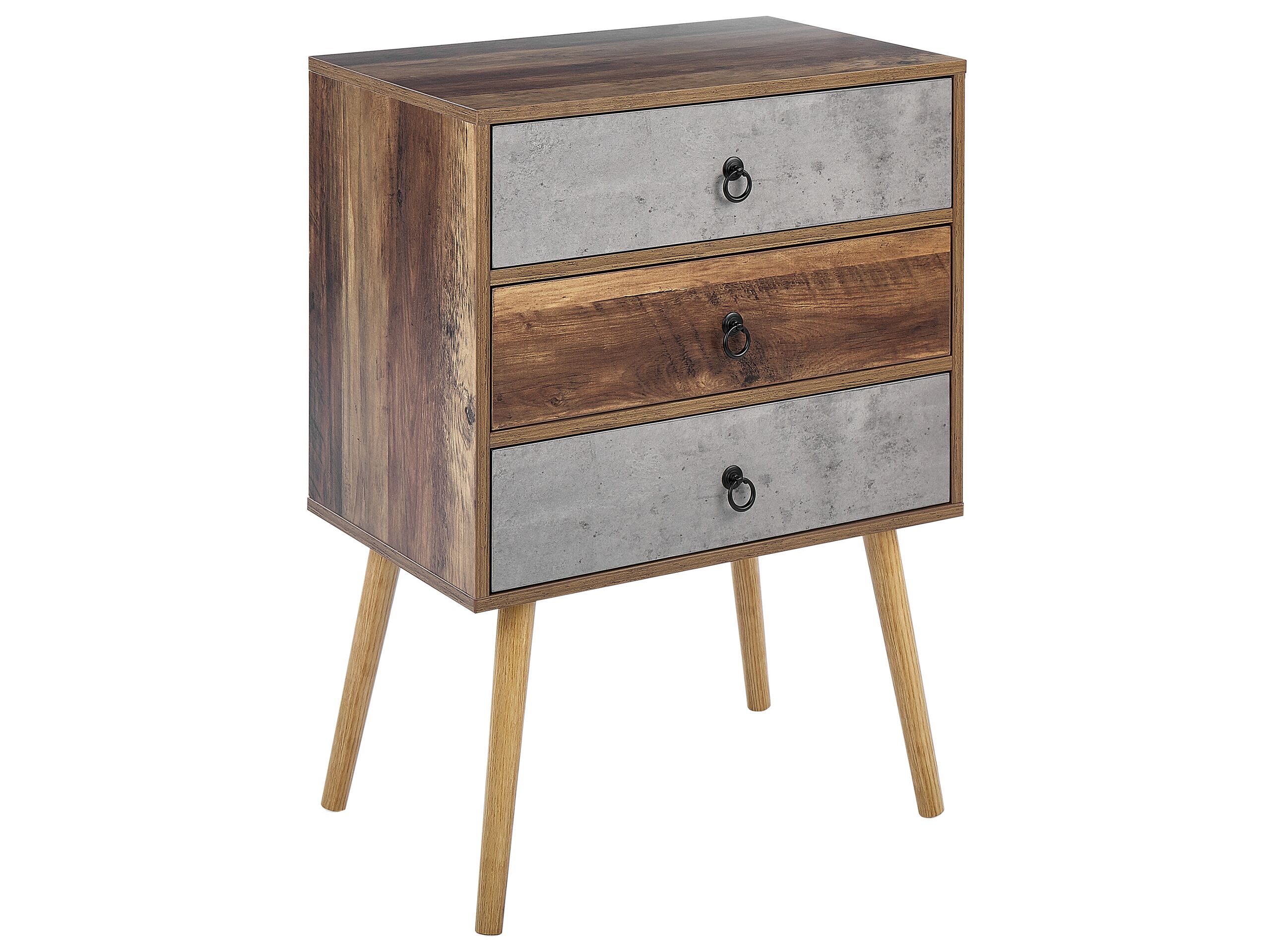 3 Drawer Sideboard Dark Wood with Grey BATLEY