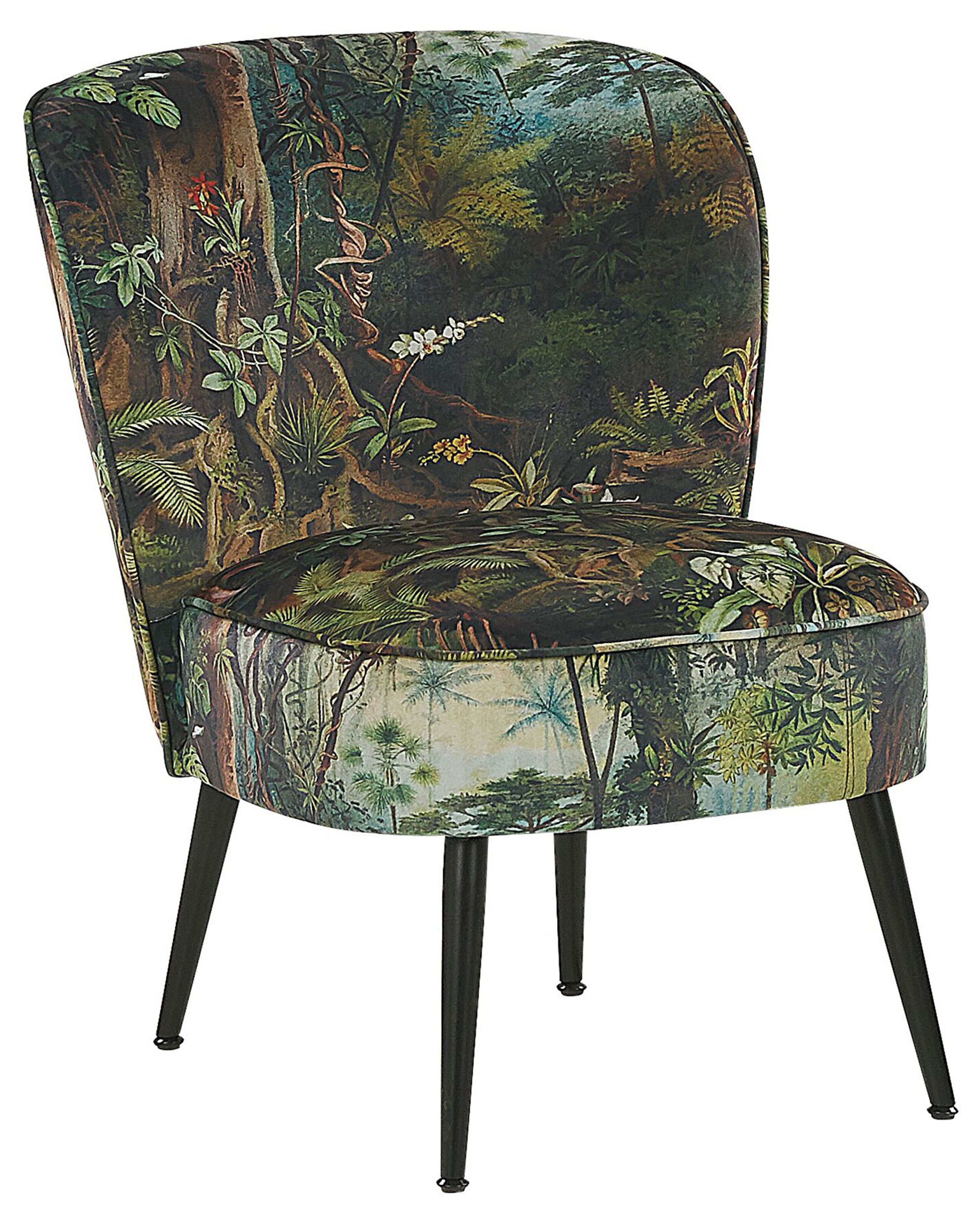 Fabric Armchair Jungle Print Dark Green VOSS
