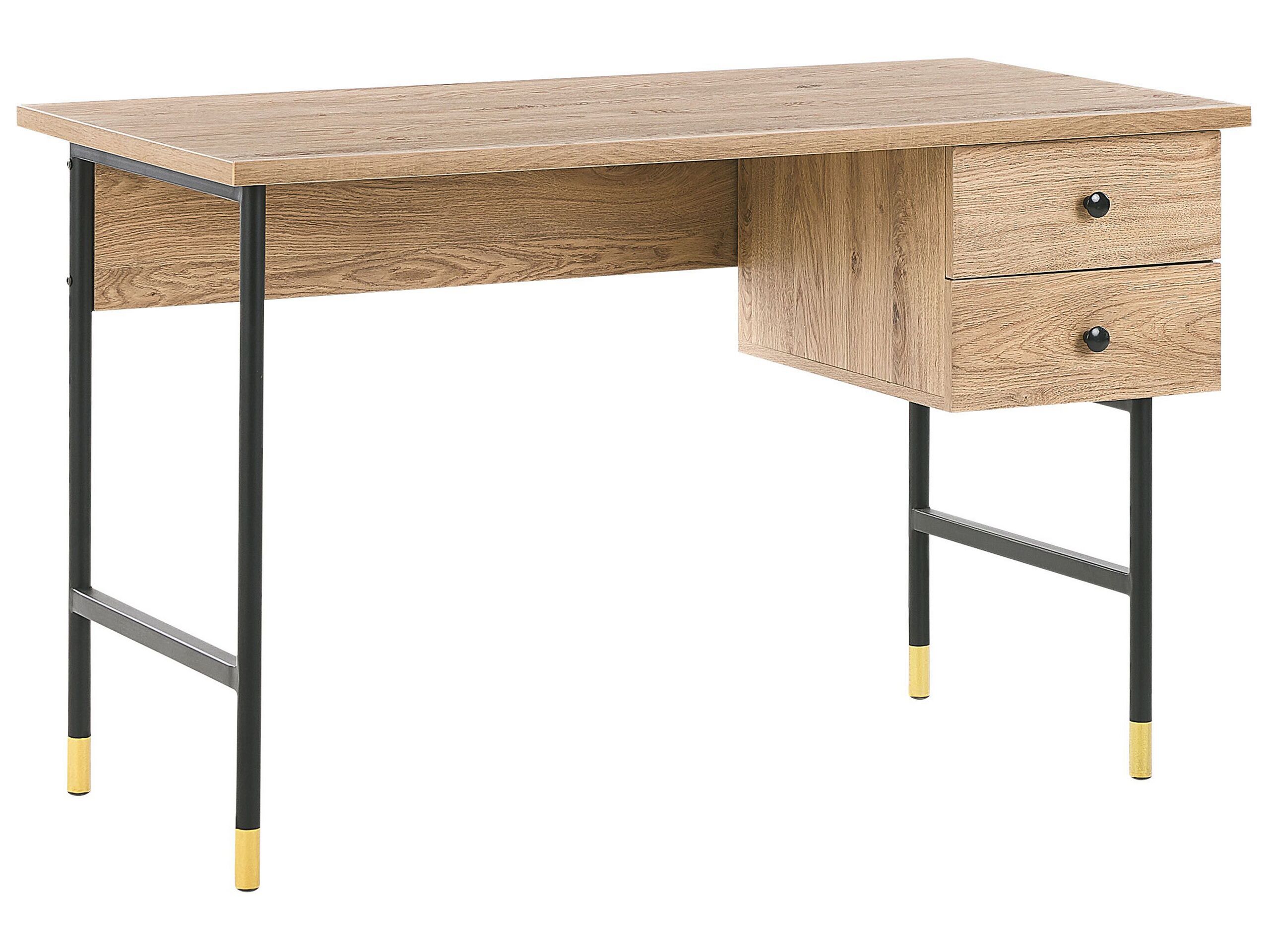 2 Drawer Home Office Desk 120 x 60 cm Light Wood ABILEN